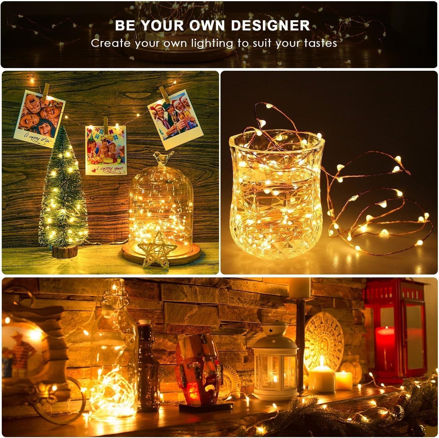 ANJAYLIA Fairy Lights, 4 Pack String Lights Battery Operated 10ft 30 LED Twinkle Lights for Wedding, Bedroom, Party, Christmas, Warm White