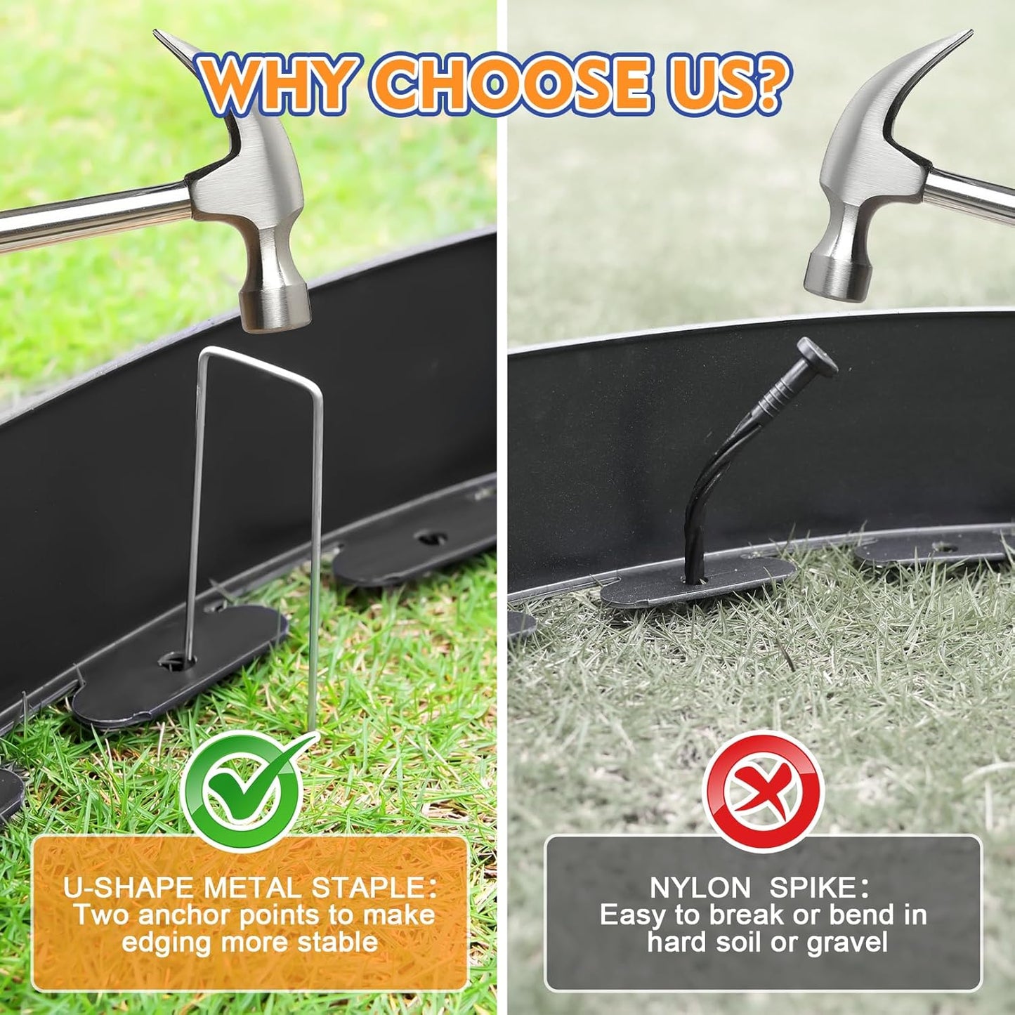 4 Inch x 66 FT (Multiple Sizes Available) Landscape Edging, Garden Edging Borders with 70pcs Upgrade Stakes, Flexible No Dig Plastic Garden Border for Lawn, Landscaping, Flower Beds, tree and Yard