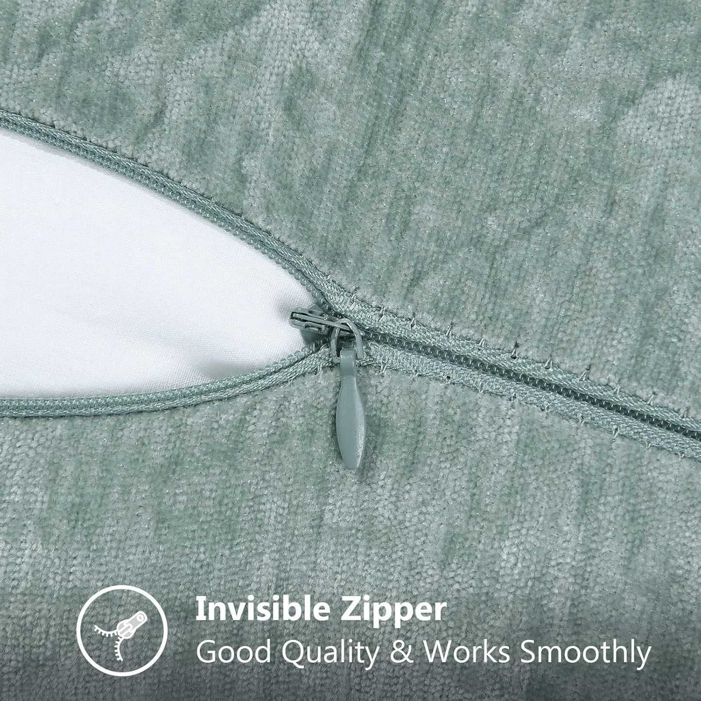 decorUhome Chenille Soft Throw Pillow Covers 18x18 Set of 2, Farmhouse Velvet Neutral Decorative Euro Pillow Covers with Stitched Edge for Couch Sofa Bed Home Decor, Aqua Haze