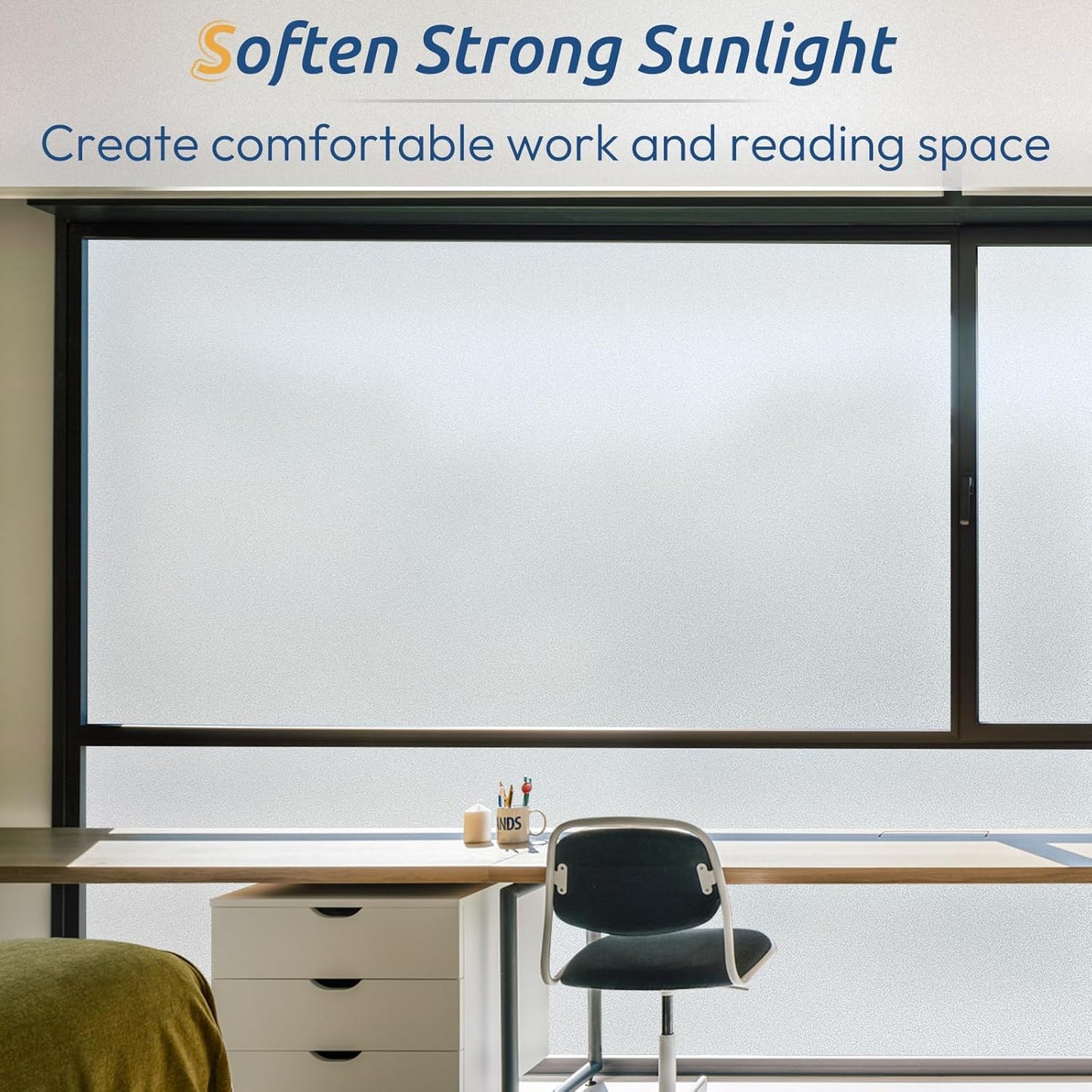 rabbitgoo Window Privacy Film, Frosted Glass Window Clings, Static Cling UV Heat Blocking Door Stickers for Home Bathroom, Removable Indoor Decal Coverings Day and Night, Pure, 29.5 x 157 Inches