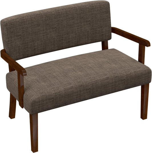 Accent Chair 2 Seat, Arm Chairs with Soft Seat and Armrests for Living Room, Love seat for Dining, Reading, and Waiting Rooms (Brown)