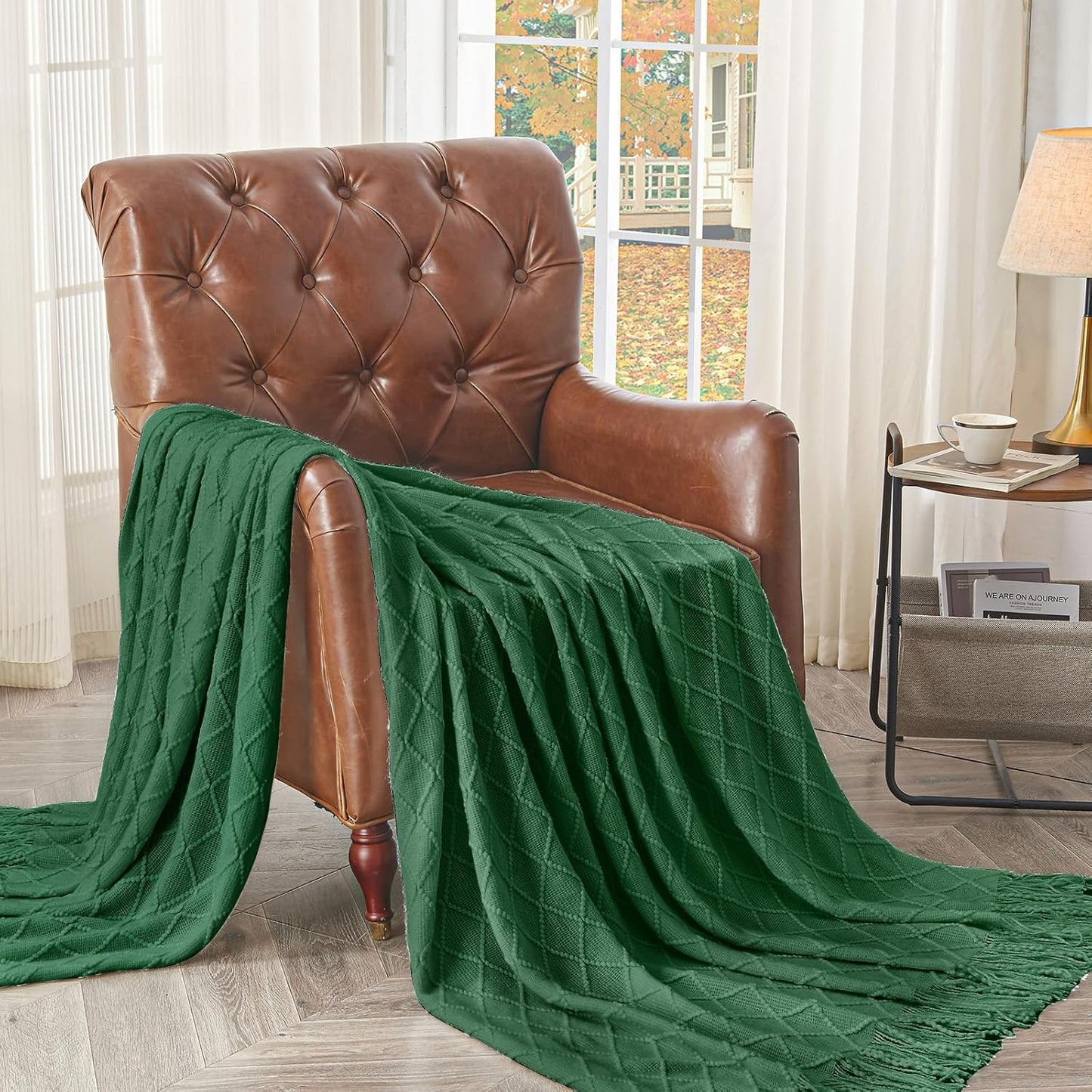 inhand Knitted Throw Blanket for Couch and Bed, Soft Living Room Home Decor Knitted Blanket with Tassel, Outdoor Lightweight Breathable Summer Blanket, Farmhouse Warm Woven Decorative, 50"x60"