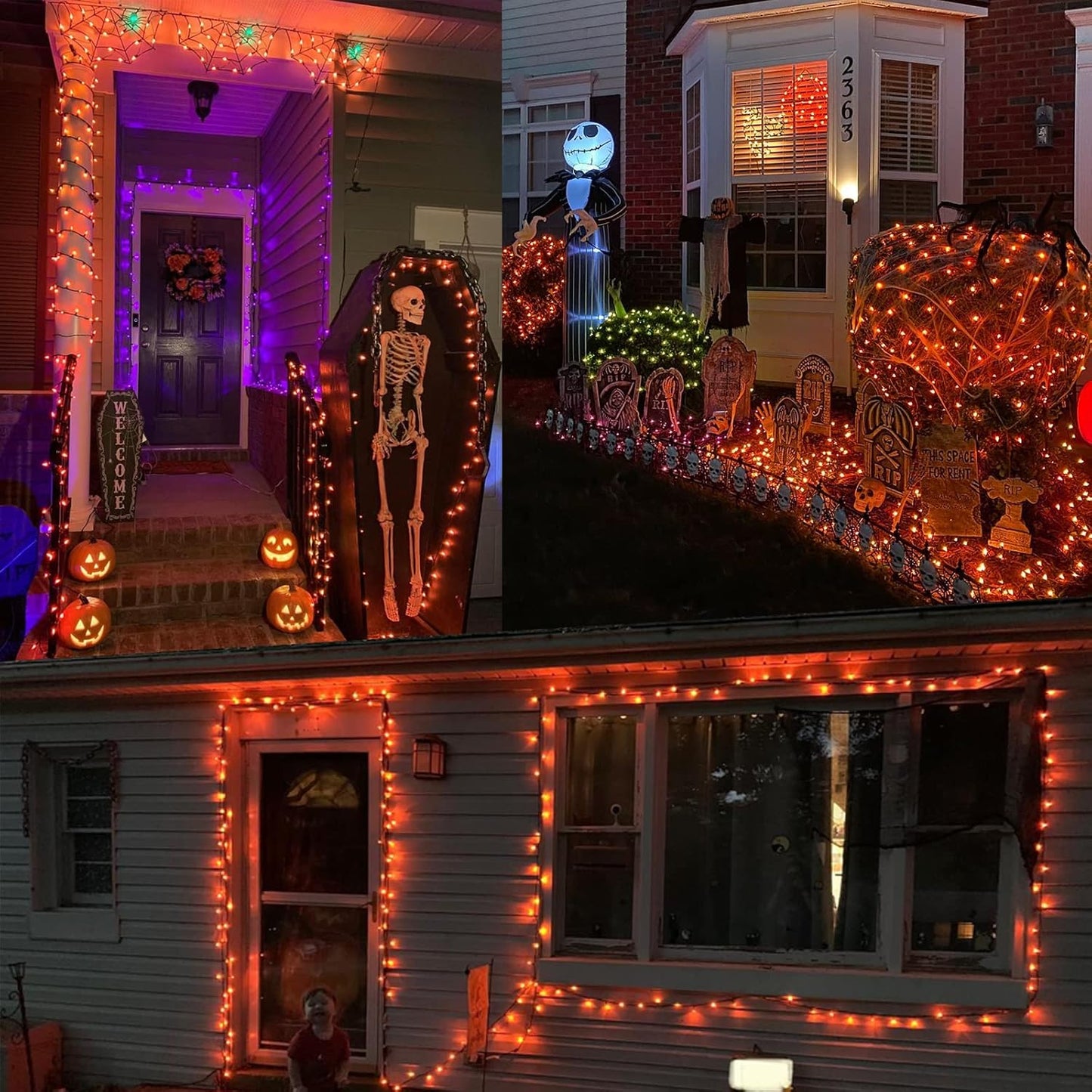 ODEETRONIC Orange Halloween Lights, 21.63ft 100 Count Orange Incandescent Lights Connectable, Plugin Outdoor Tree Light, Mini Indoor String Light for Room Party Haunted House Decor, Brown Wire