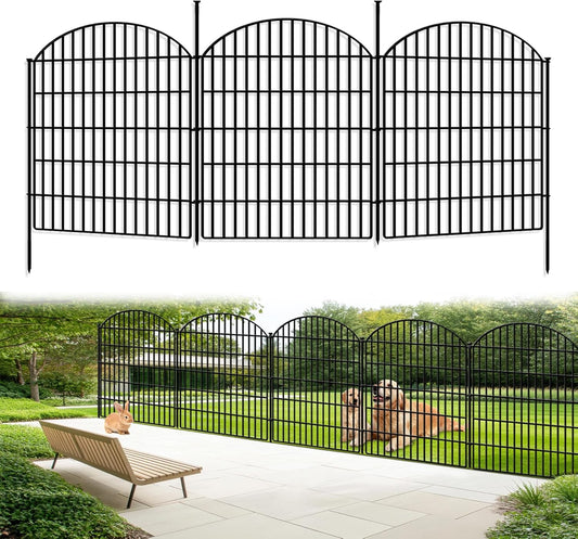 5 Panels Decorative Garden Fence 33in (H) x 11.15ft (L), Rustproof Metal No Dig Fencing Animal Barrier Border for Dog Rabbit, Flower Edging for Yard & Patio Outdoor Landscape