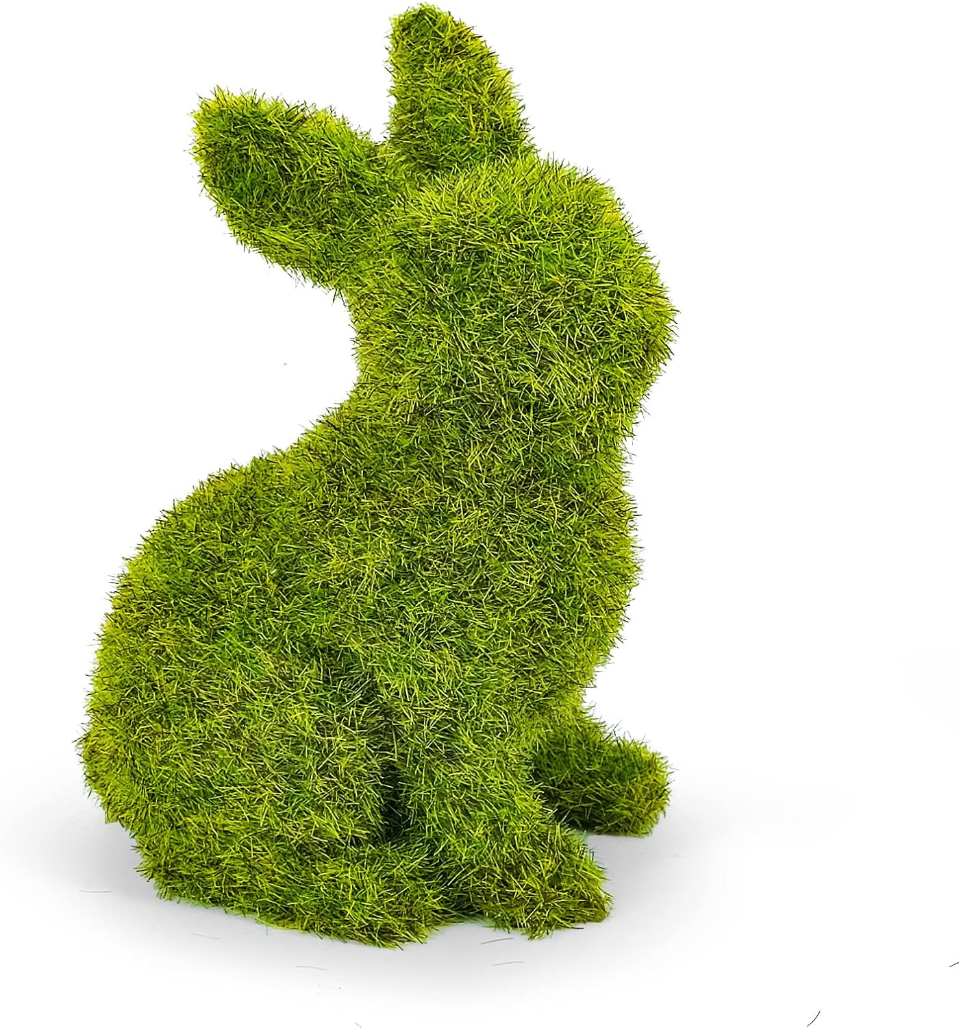 Easter Bunny Decorations,Resin Moss Bunny Figurine,Garden Artificial Moss Rabbit Easter Décor Easter Party Favors Gifts(Medium Sit)