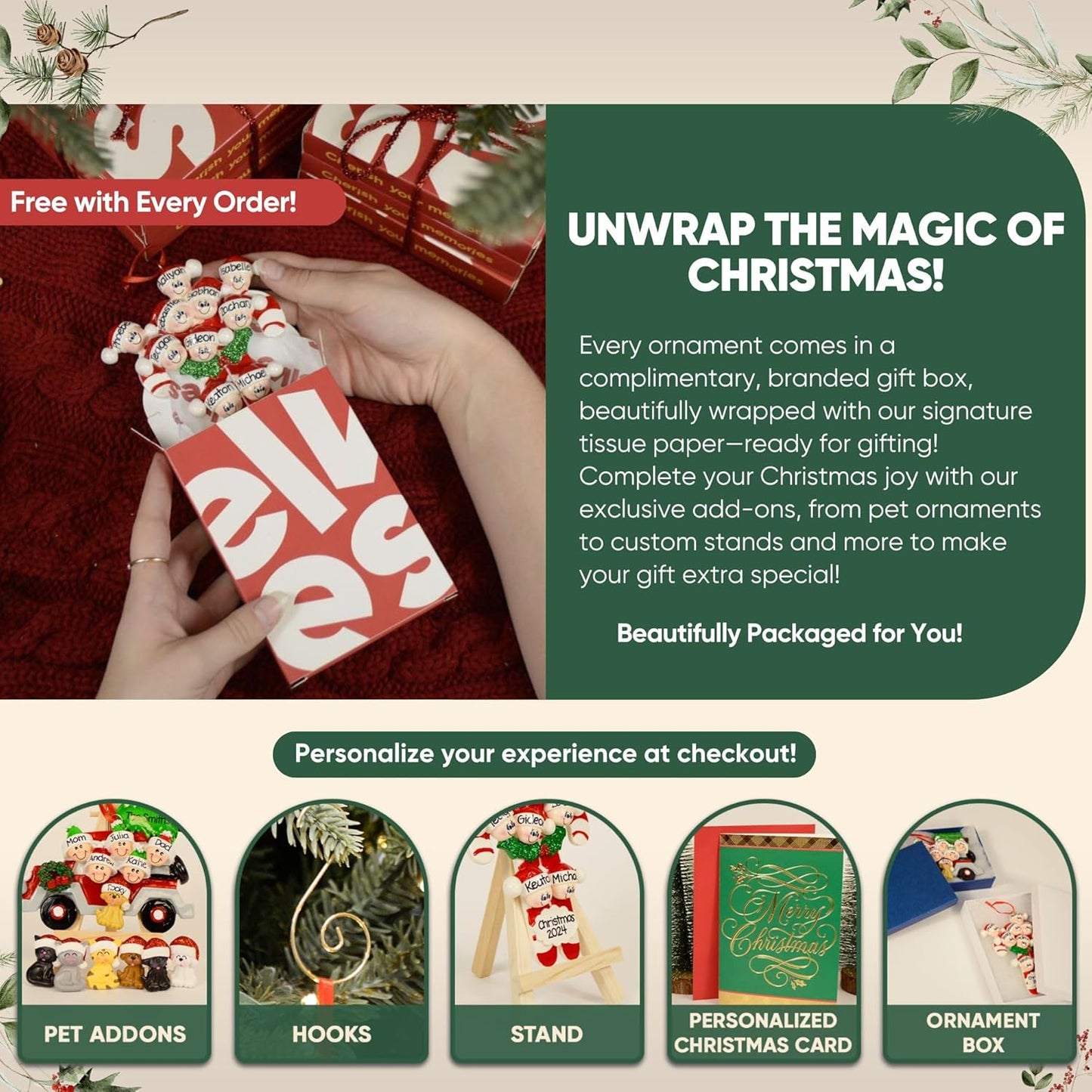 3D White Mantle Family of 8 Christmas Ornament 2025 Personalized Family Christmas Ornaments 2025 | Garland Fireplace Personalized Tree Ornaments Customizable Gifts Red Stockings of Eight Ornament