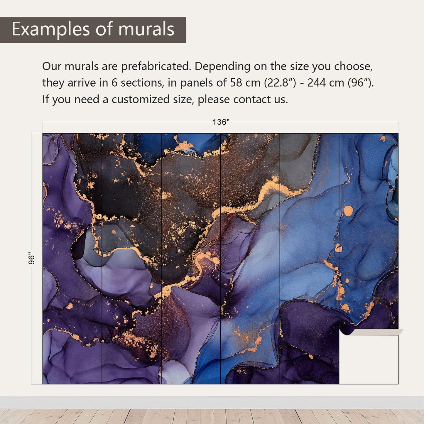 AFZEVEB-Abstract Art Purple Marble Wallpaper Wall murals for Bedroom 136"x96" (Not Peel and Stick)