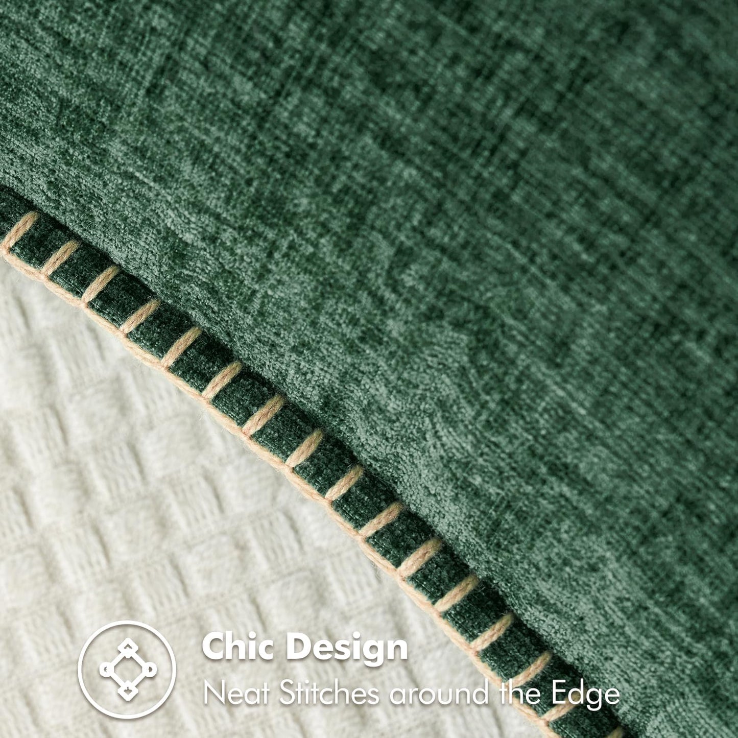 MIULEE Pack of 2 Christmas Pillow Covers 12x20 Inch Dark Green Farmhouse Decorative Throw Pillow Covers with Stitched Edge Soft Chenille Solid Dyed Couch Pillow Covers for Sofa Bed Living Room