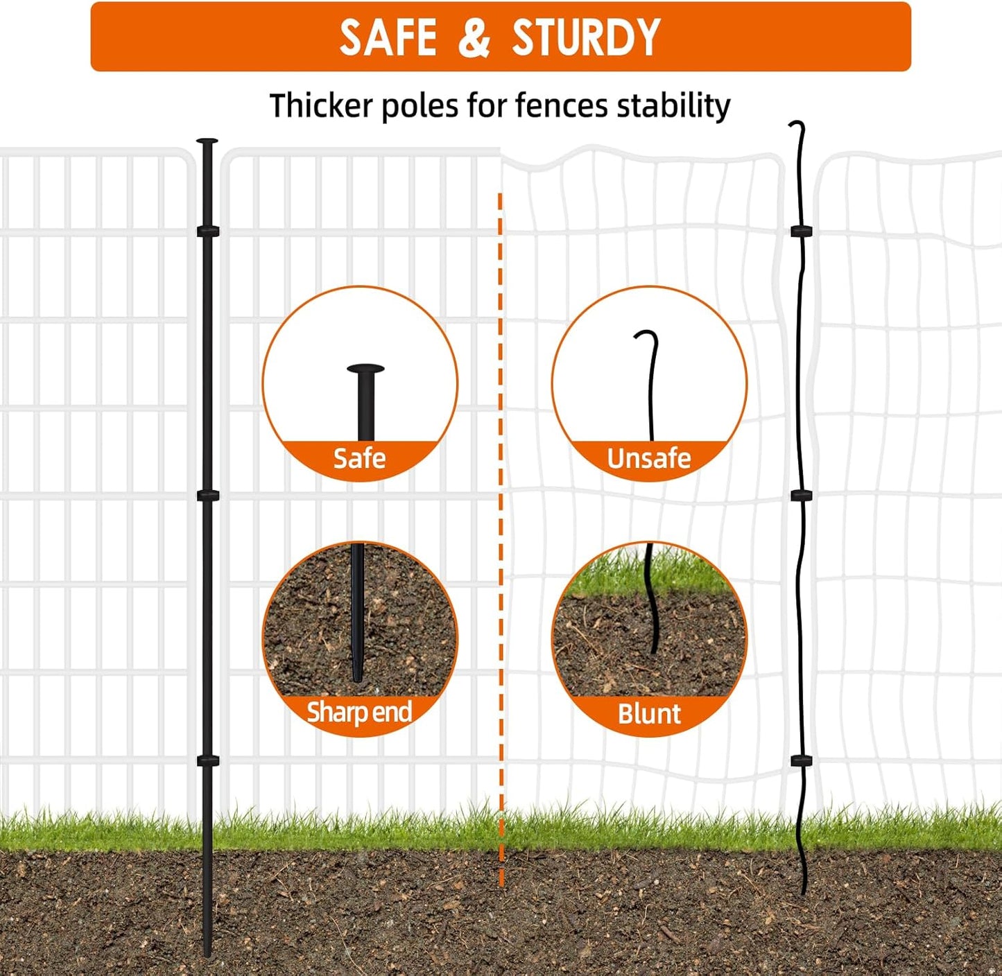 10 Panels No Dig Fence with Gate, 40 in(H) X 24 ft(L) Garden Decorative Fence Animal Barrier for Dogs, Rustproof Metal Garden Edging Border for Outdoor, Yard, Patio, Black