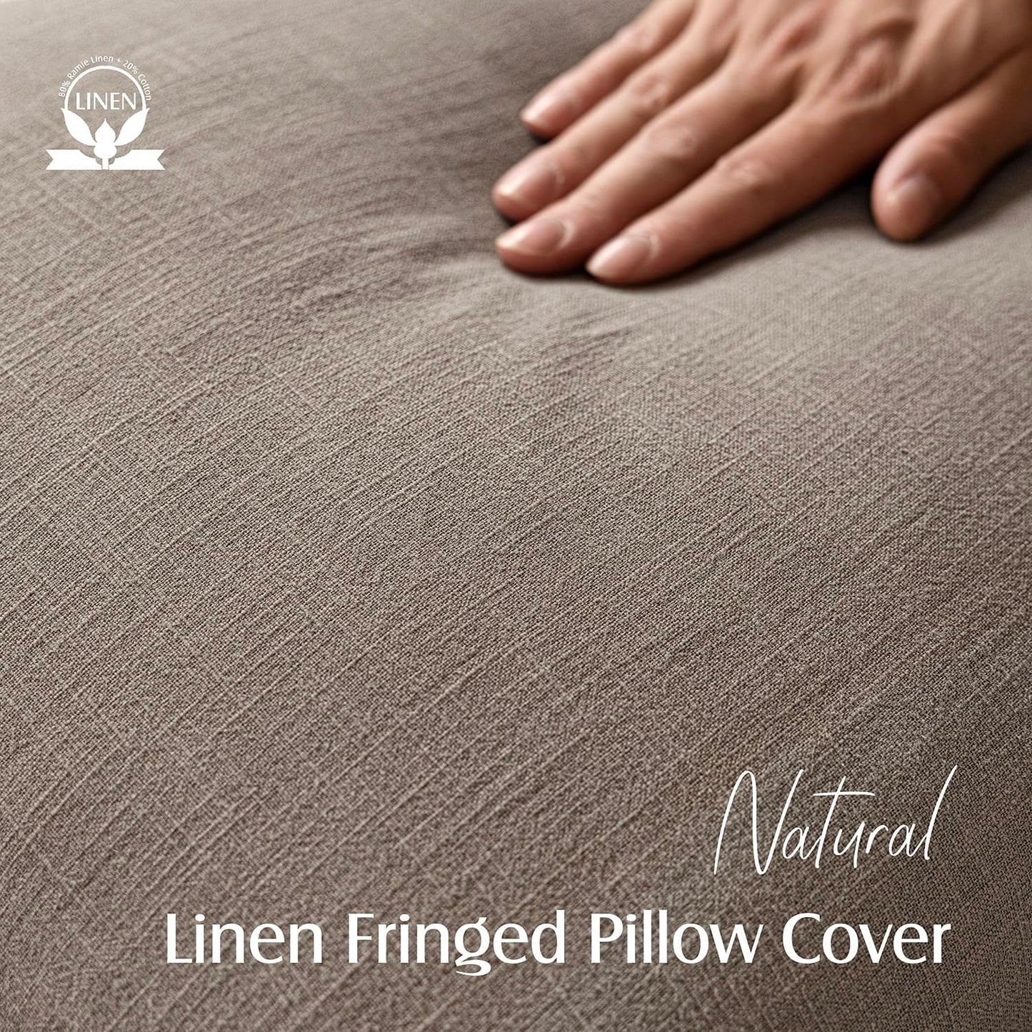 Foindtower Set of 2 Decorative Linen Fringe Throw Pillow Covers Cozy Boho Farmhouse Cushion Cover with Tassels Soft Accent Pillowcase for Couch Sofa Bed Living Room Home Decor,26×26 Inch,Brown Tan