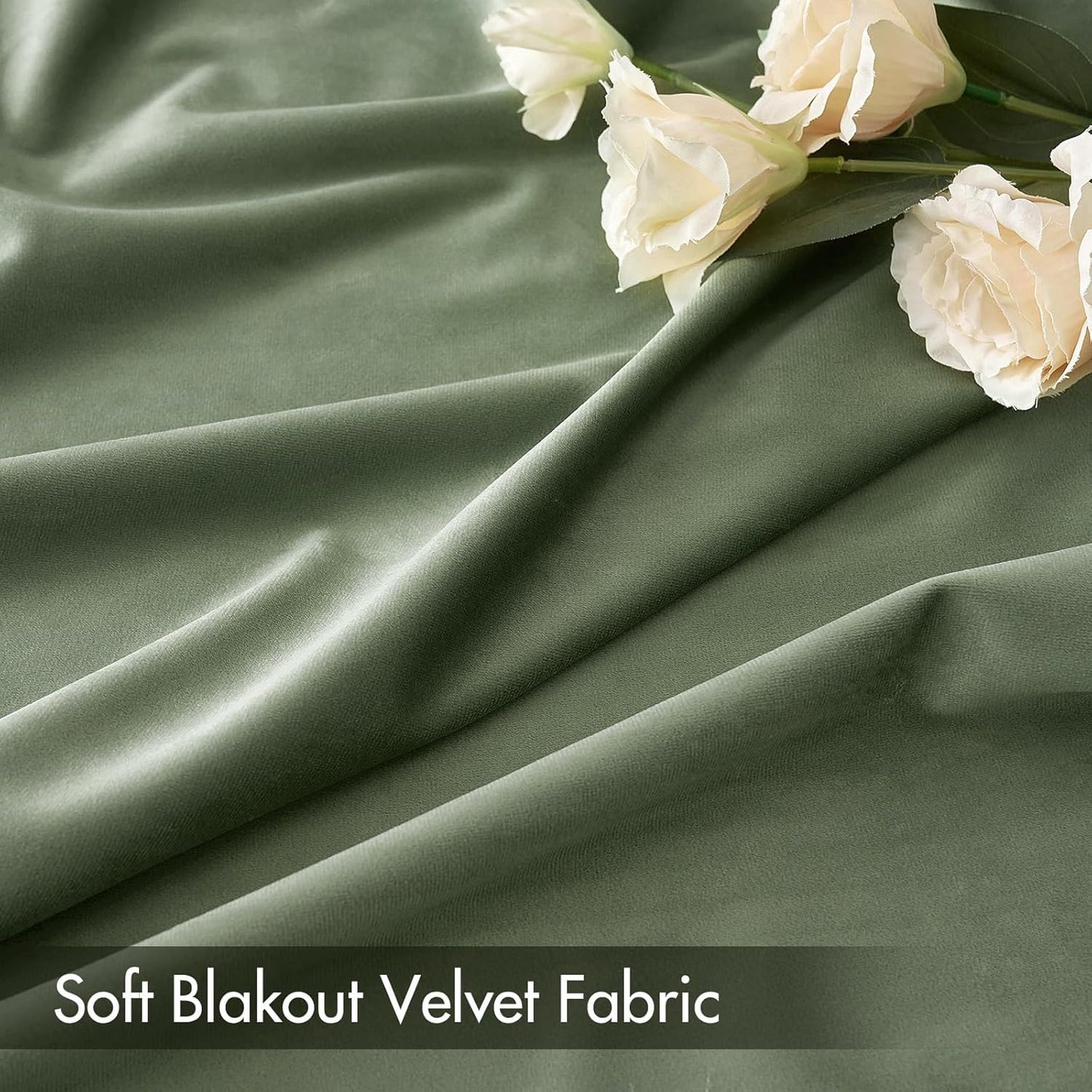 MIULEE Velvet Curtains Sage Green Thermal Insulated Blackout Curtain Drapes for Bedroom Living Room Darkening 108 Inches Long Curtains Panels Rod Pocket Set of 2