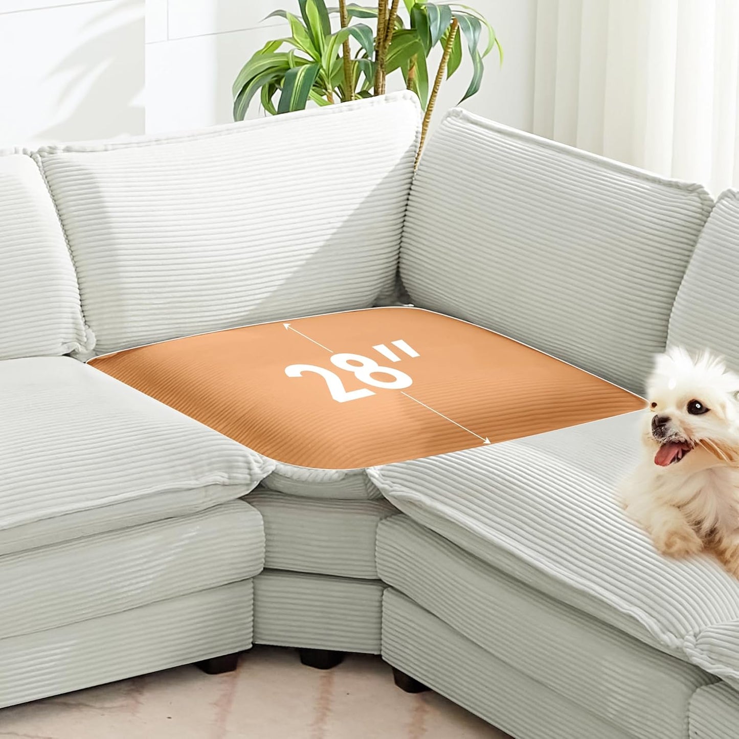 ROWHY 150'' Modular Sectional Sofa Cloud Couch, 7 Seater Big Comfy Corduroy L Shaped Couch with 4 Pillows, Chaise, Ottoman, Deep Seat Sectional Couches for Living Room Office, Light Grey