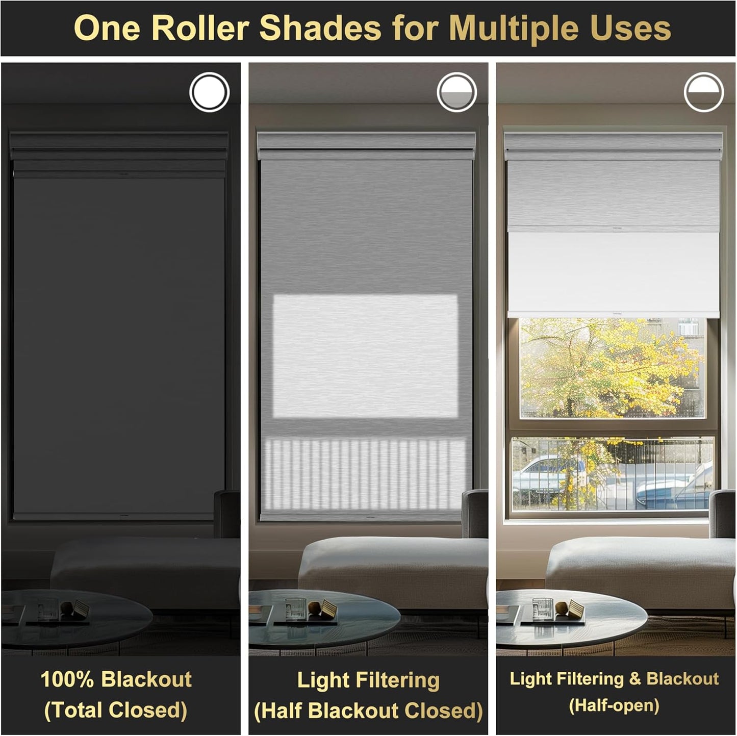 BERISSA Cordless Dual Roller Shades With Cassette Valance, Blackout and Light Filtering, Day and Night for Home Office Door - Striped Jacquard White, 29 W x 64" H