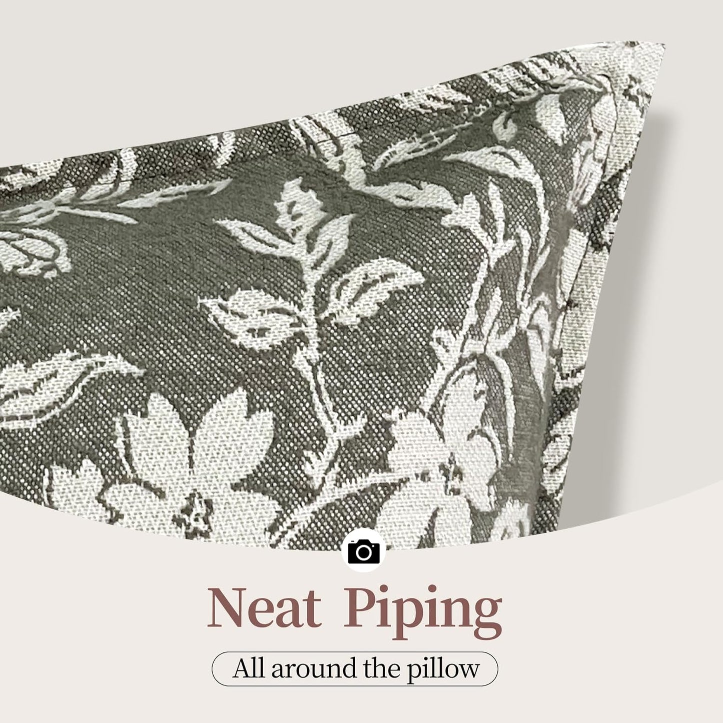 Gray Floral Pillow Covers 18x18 Pack of 2 Pillow Cover Jacquard Couch Pillows Vintage Flower Pattern Decorative Throw Pillowcases for Living Room