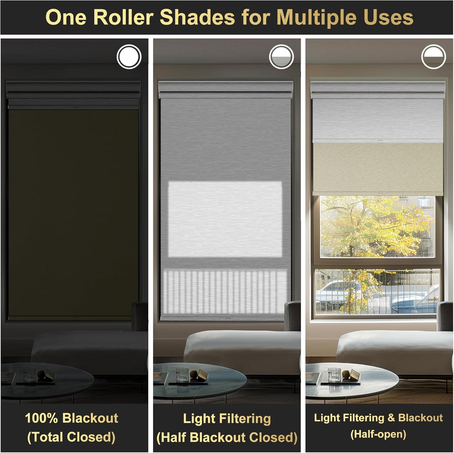 BERISSA Cordless Dual Roller Shades with Cassette Valance, Double Window Shades - Blackout and Light Filtering - Day and Night for Home Office Door. Beige and White. 31 W x 86" H