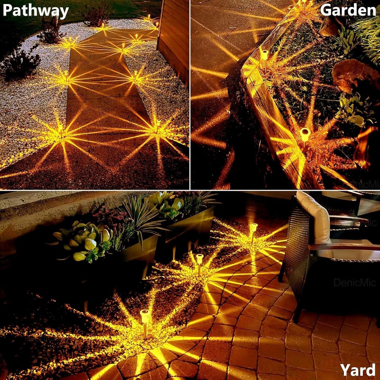 DenicMic Halloween Solar Lights Outdoor 10 Pack Orange LED Waterproof Yard Garden Patio Backyard Pathway Walkway Landscape Lawn Outside Fall Decorations Outdoor