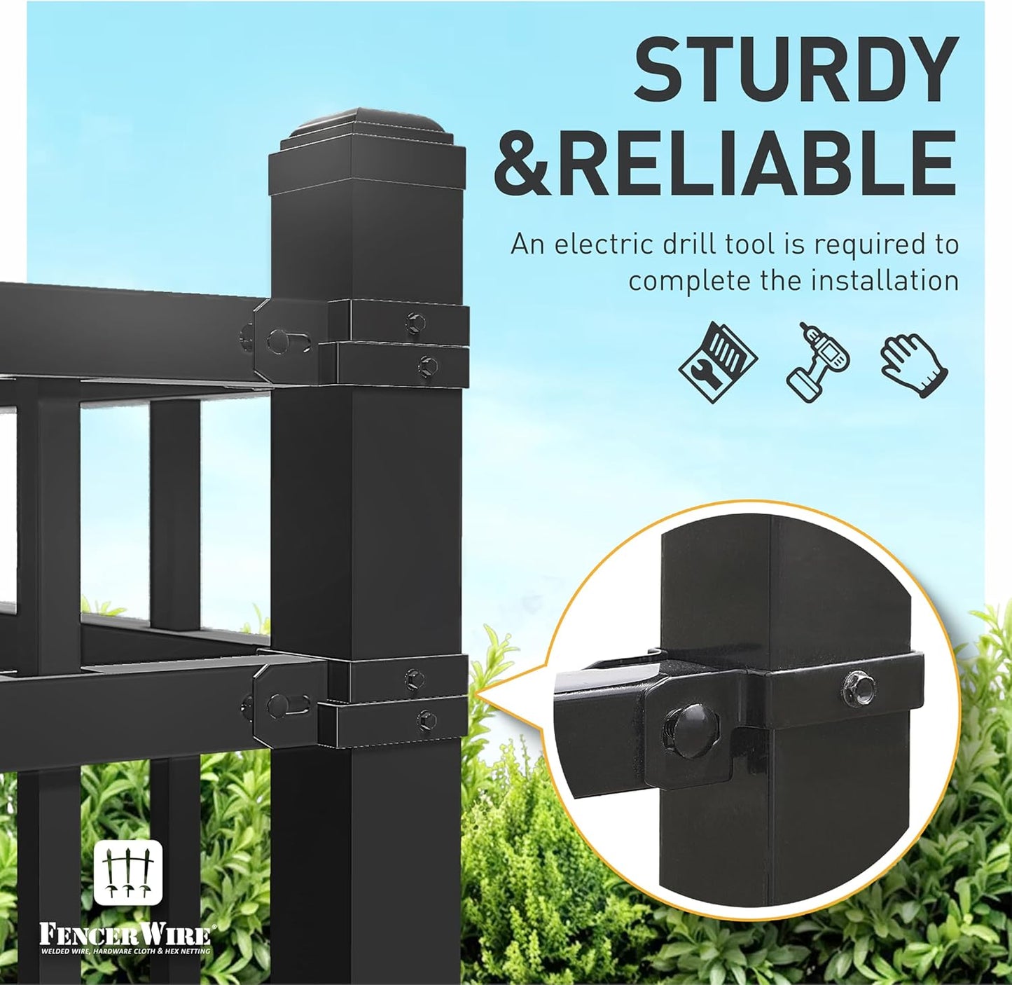 Fencer Wire Heavy Duty Garden Fence Bracket Set, 10 Pieces Metal Steel Connectors for Post and Panel Connection, Accessories of Metal Fencing Border