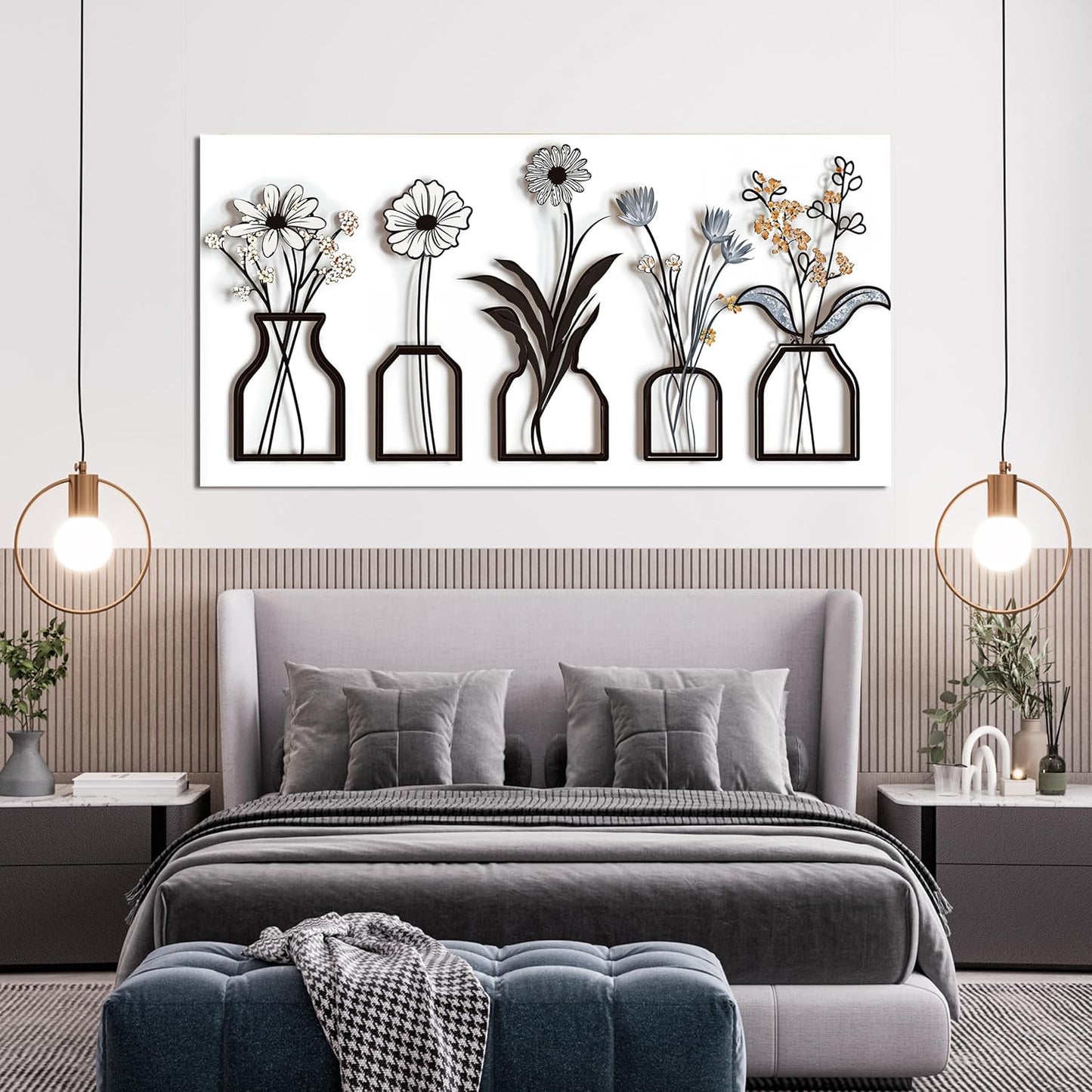 AIXMGSJS Canvas Wall Art Decor Abstract Modern Black and White Wall Art Decoratiions Art Work for Wall Decor Abstract White Flower Wall Art Prints Pictures for Living Room Home Office Decor 20" X 40"