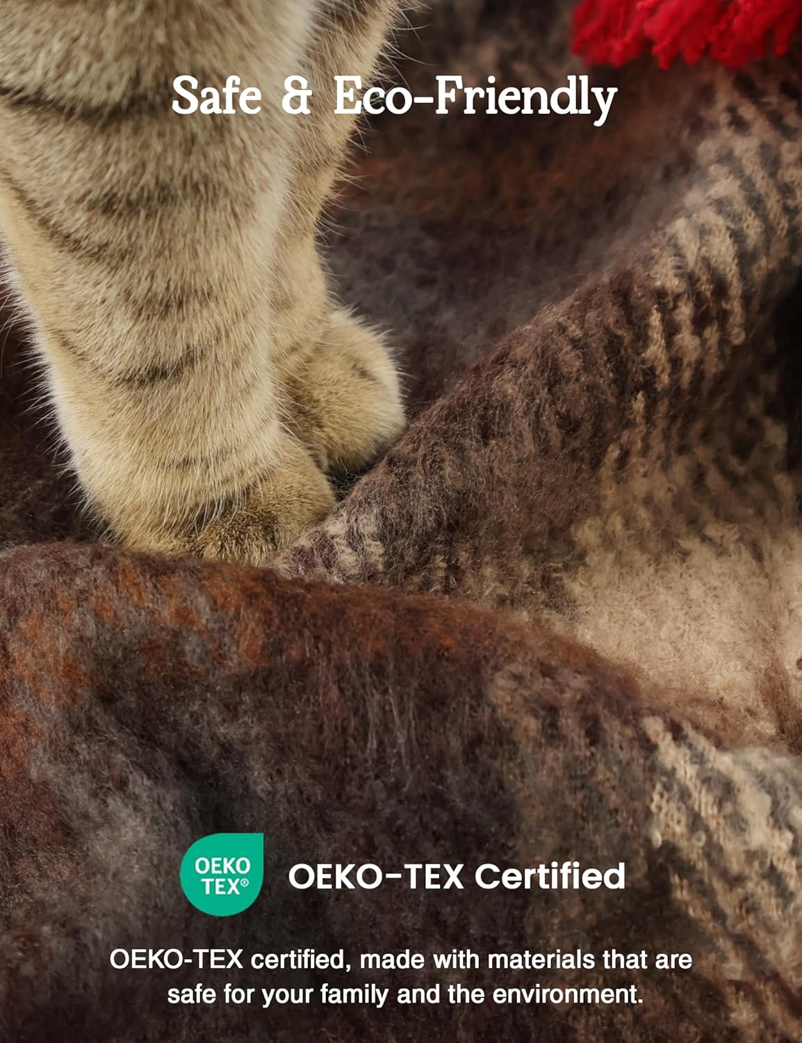 ZonLi Brown Throw Blanket, 50" x 60" Fall Decorative Classic Blankets with Tassel for Couch, Bed, Sofa, Chair, Outdoor, Cozy Warm Lightweight Blankets (Brown)