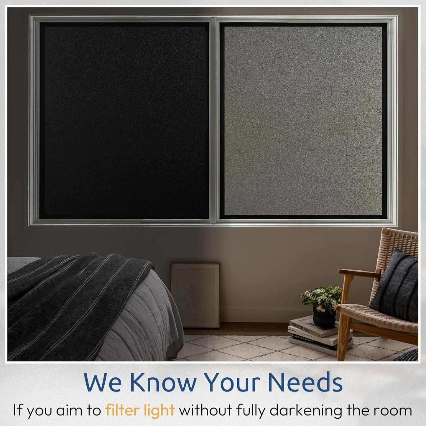 rabbitgoo Privacy Window Film, Static Cling Privacy Film for Glass Windows, Removable Grey Frosted Sun Light Blocking Coverings House Tint for Home Bathroom Garage, Taupe, 17.5 x 78.7 Inches