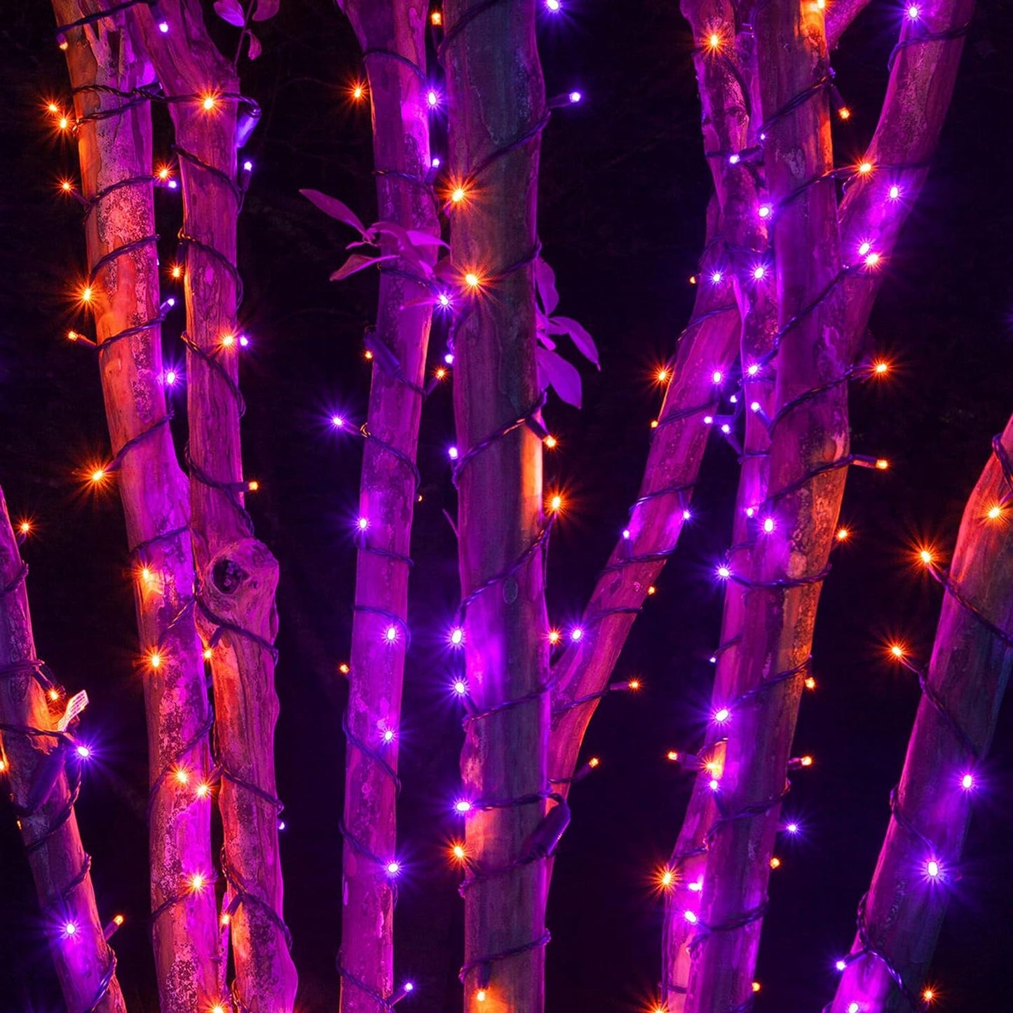 Dazzle Bright Halloween String Lights, 66FT 200 LED Connectable Black Wire 8 Modes String Lights, Waterproof Christmas Decorations for Indoor Outdoor Patio Party Holiday, Purple & Orange
