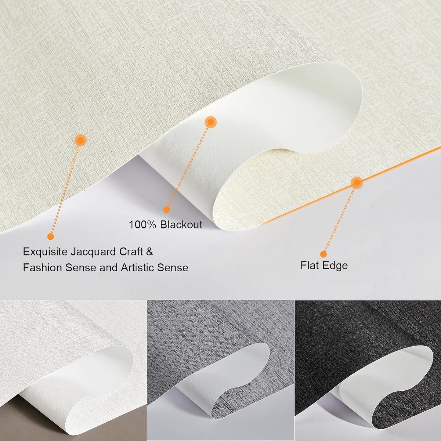 Persilux Blackout Shades for Windows Cordless Roller Blinds, Roller Windows Shades for Home with Fabric Attached Valance, UV Protections Easy Installation for Door/Office, Limestone(49.5" W x 96" H)