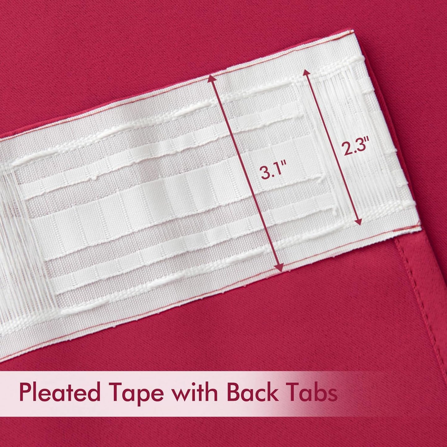 MIULEE Hot Pink Back Tab Blackout Curtains 108 Inch Long 2 Panels Set for Bedroom, Rod Pocket/Pinch Pleat Extra Long Thermal Insulated Living Room Darkening Pleated Light Blocking Drapes