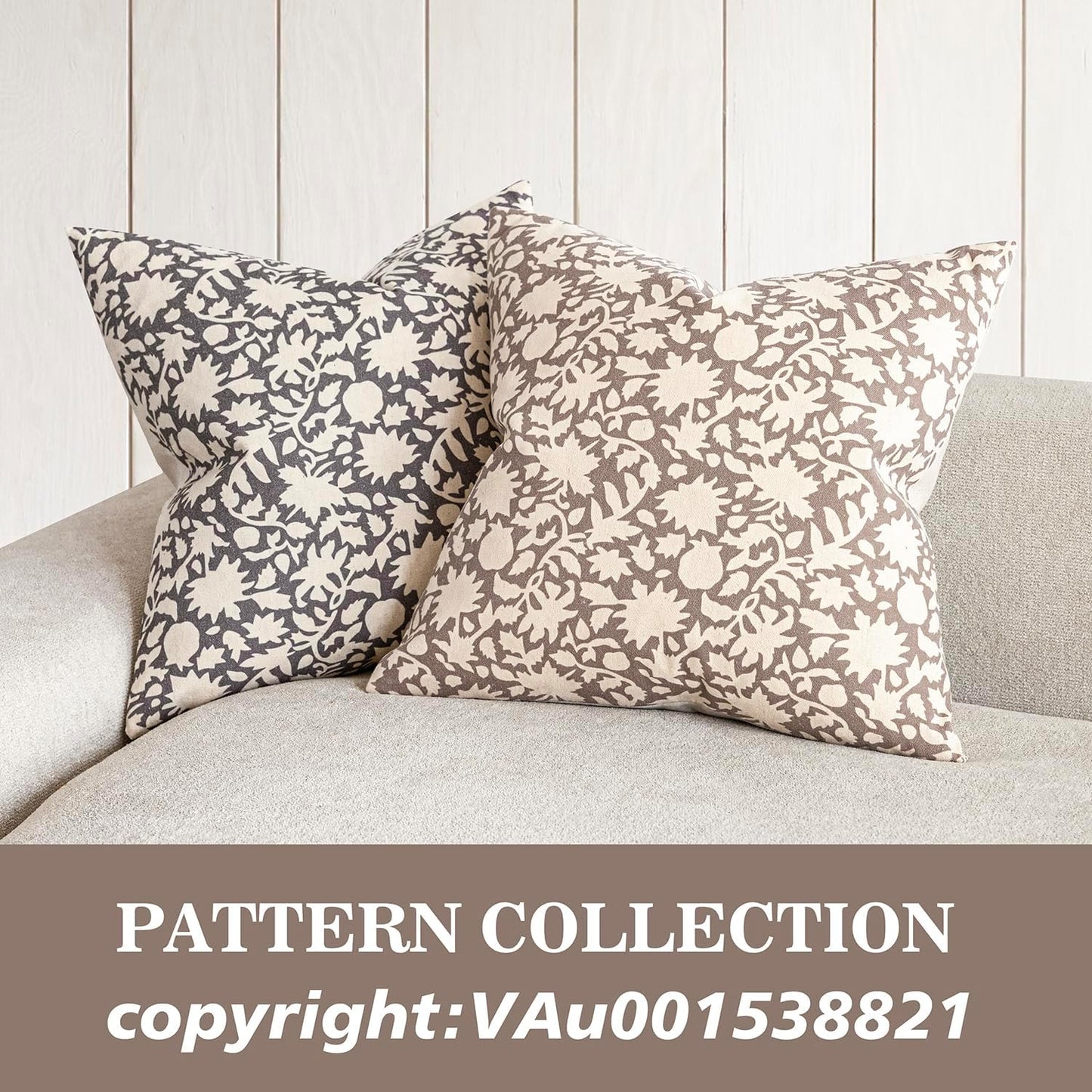 Foindtower Set of 2 Decorative Neutral Floral Throw Pillow Covers Accent Farmhouse Cushion Covers Boho Vintage Pillowcase for Couch Sofa Bedroom Living Room Home Decor Outdoor,22×22 Inch,Tan