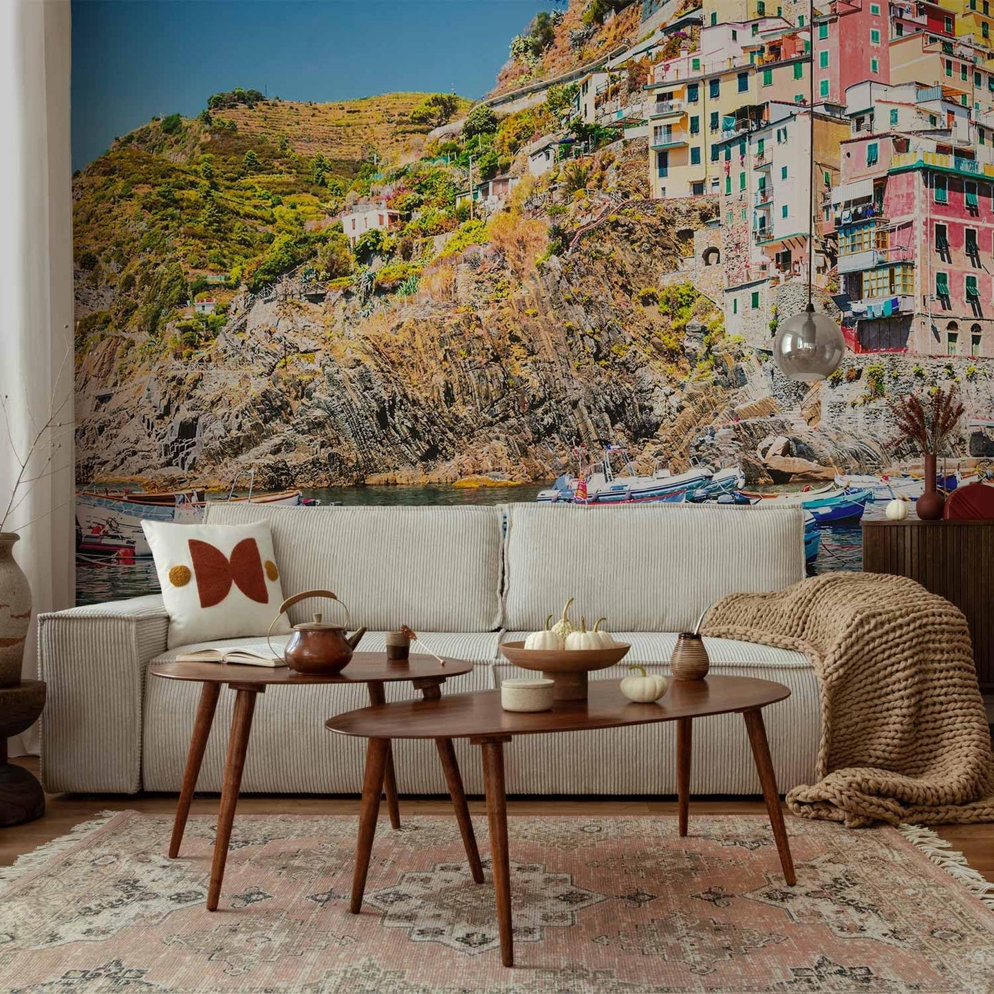 artgeist Wall Mural Architecture 216x98 in - XXL Non-Woven Corner Wallpaper Fleece Angle Wall Decor Photo Print Picture Image Design Modern City Sea Boat Like Painted d-B-0296-a-a