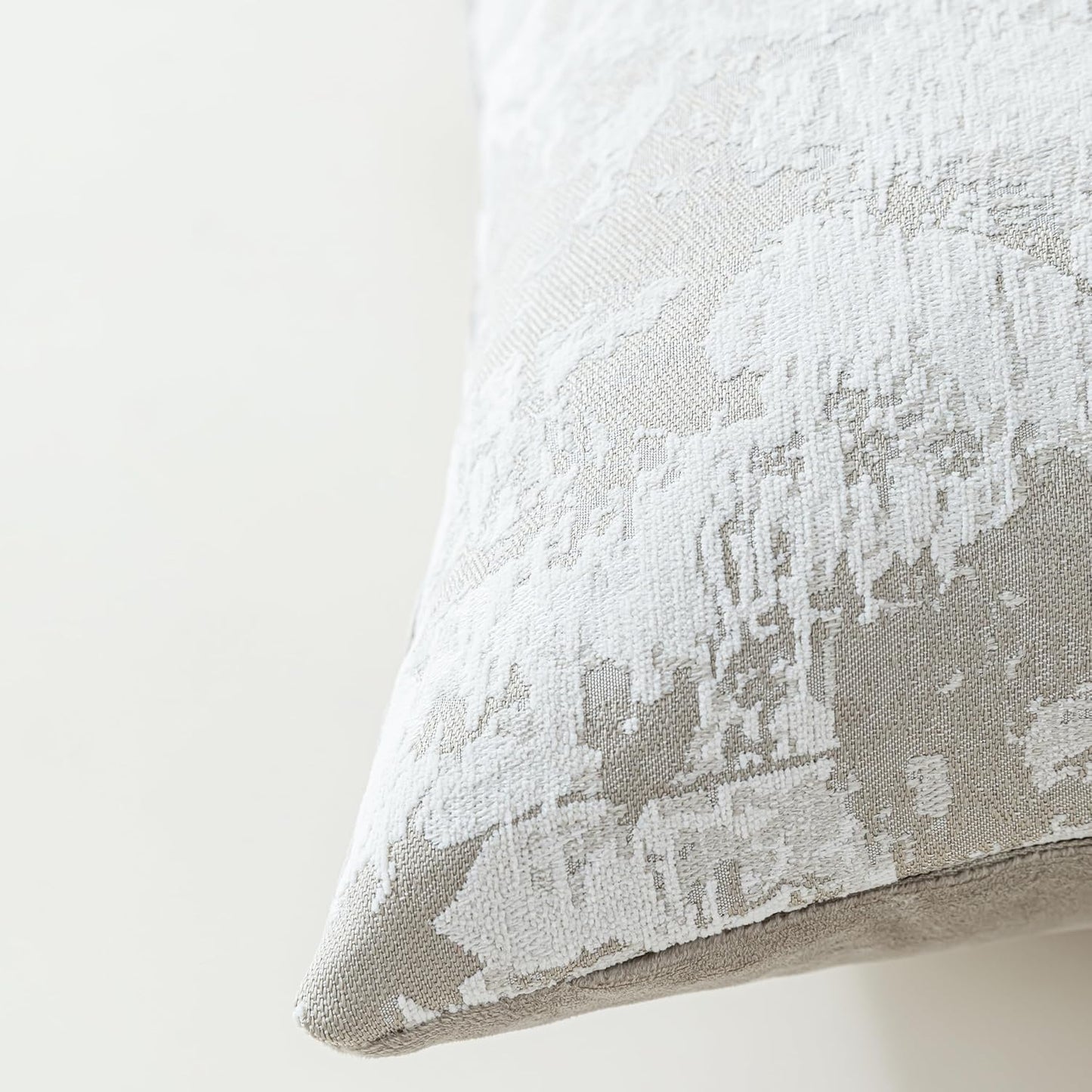 Jacquard Throw Pillow Covers 18x18 Inch Set of 2 - Vintage Floral Boho Pillow Cases with Botanical Pattern | Farmhouse Decor for Couch | Soft Textured Neutral Trio Light Khaki Warm Beige 18" x 18"