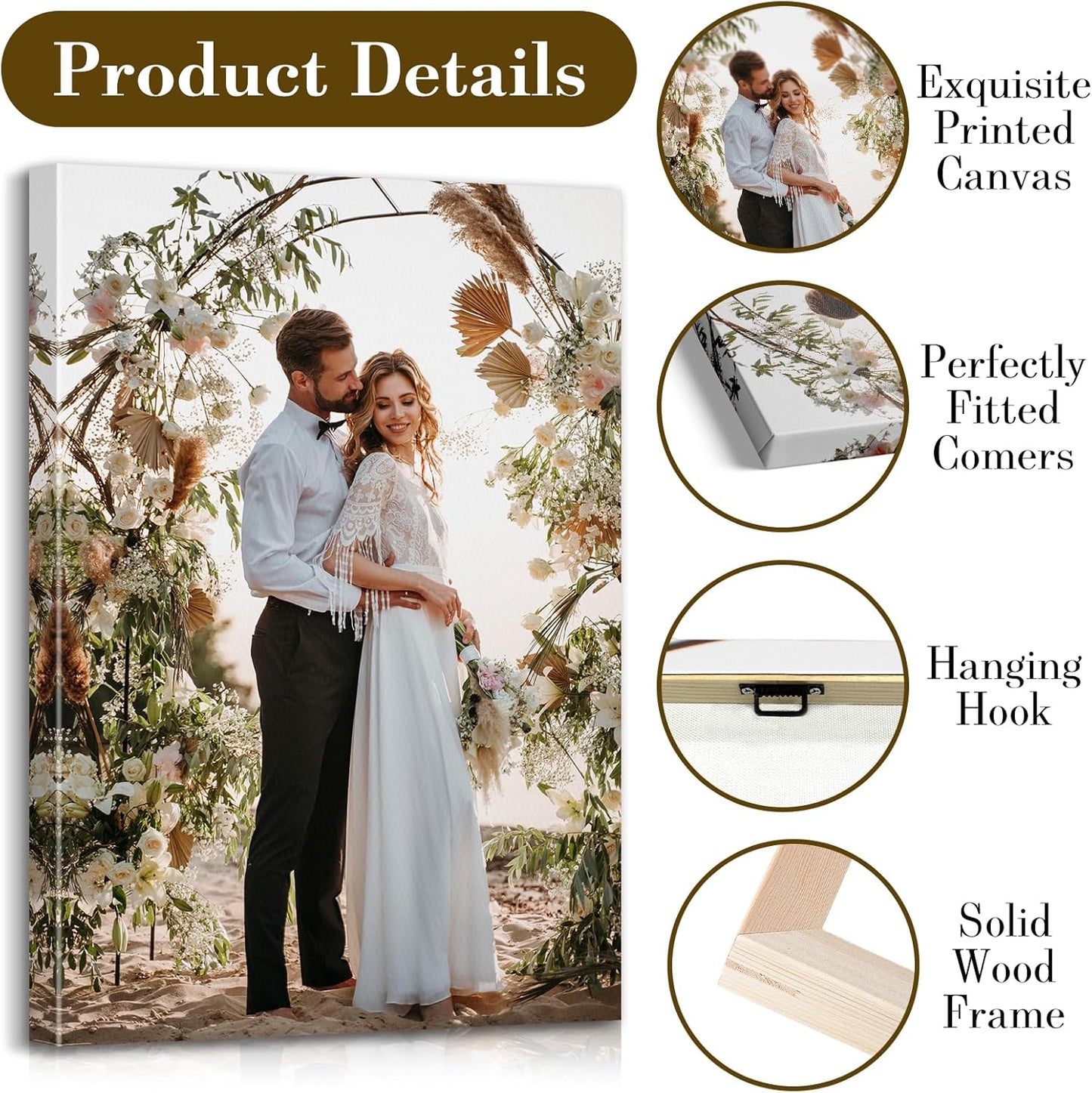 Custom Canvas Prints with Your Photos - Personalized Pictures Print, Customized Photo Gifts, Wall Art Poster Canvas Printing for Wedding, Family, Baby, Pets, Home Office Decor, Wrapped Frame 16x36