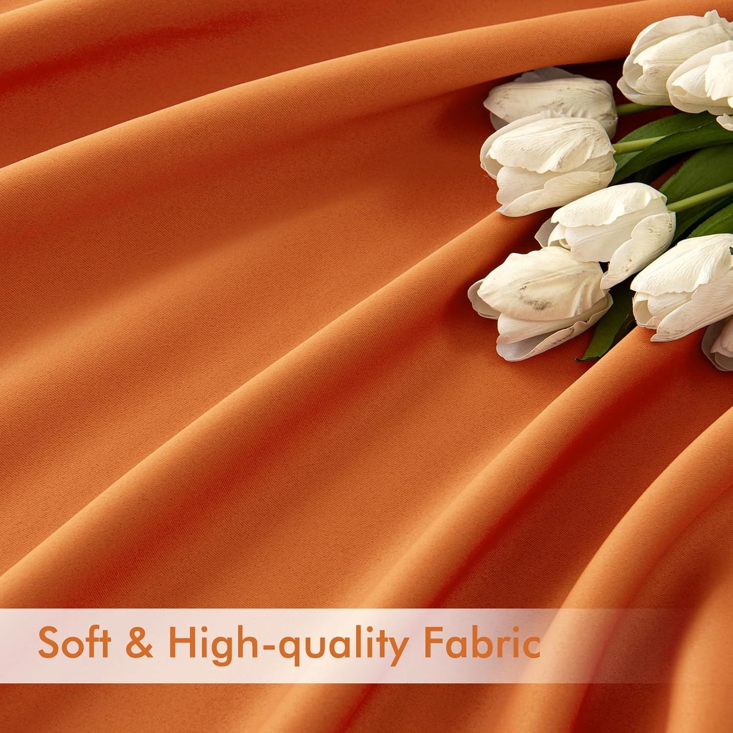 MIULEE Orange Back Tab Blackout Curtains 108 Inch Long 2 Panels Set for Living Room Bedroom Privacy, Rod Pocket/Pinch Pleated Fall Extra Long Thermal Insulated Room Darkening Light Blocking Drapes