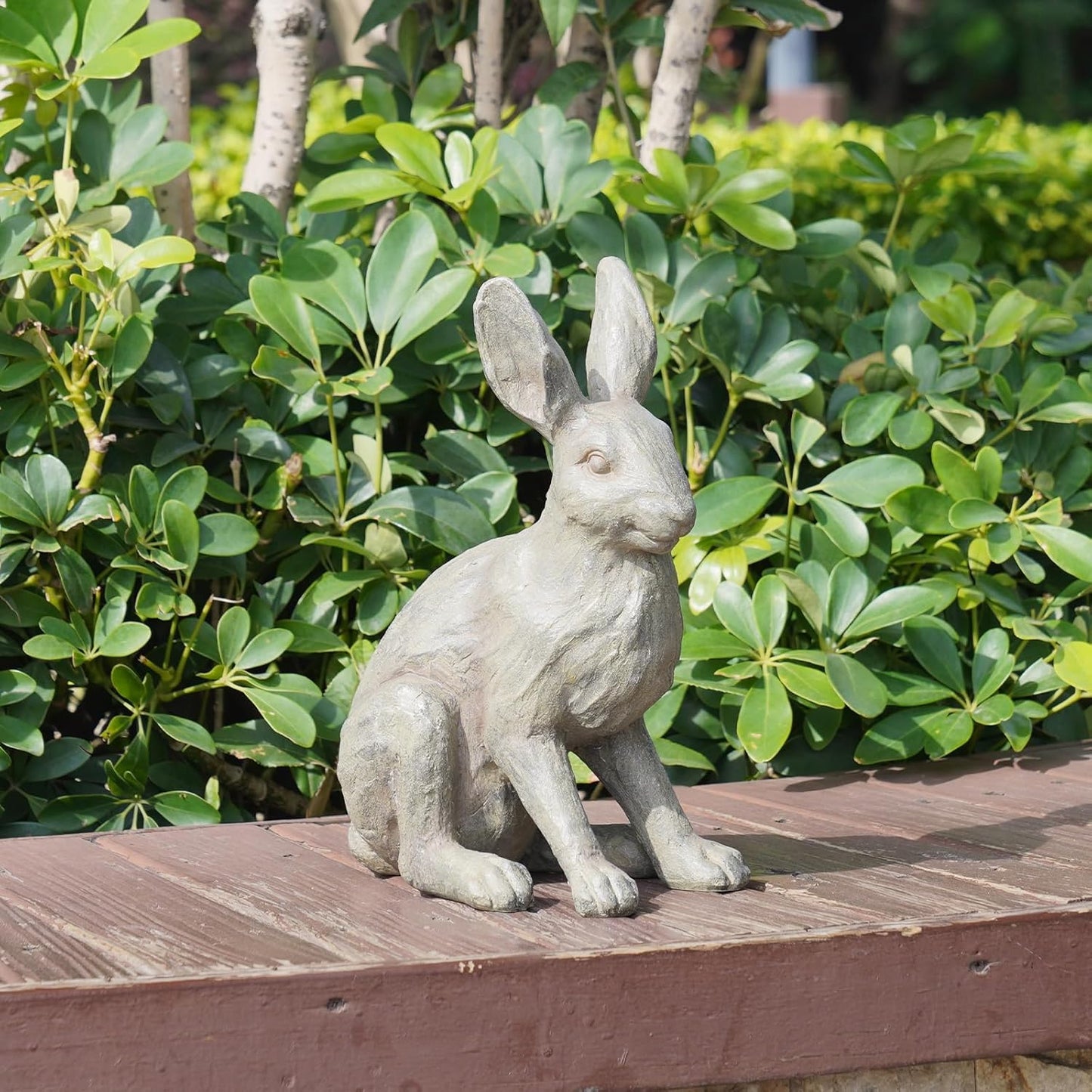 DiliComing Grey Resin Rabbit Garden Statue - Large Garden Statues for Home Yard Decor Garden Statues for Outside Balcony Bunny Decor for Garden Gifts 9 × 5 × 12 Inch
