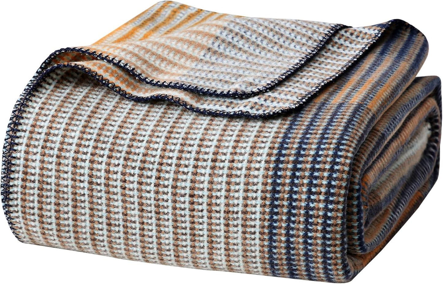 YOUR MOON Pure Merino Wool Blanket, King Size, 100% Australian Natural Wool, Washable, Hypoallergenic - Non-Itchy (Brownish Blue, 90 * 108)