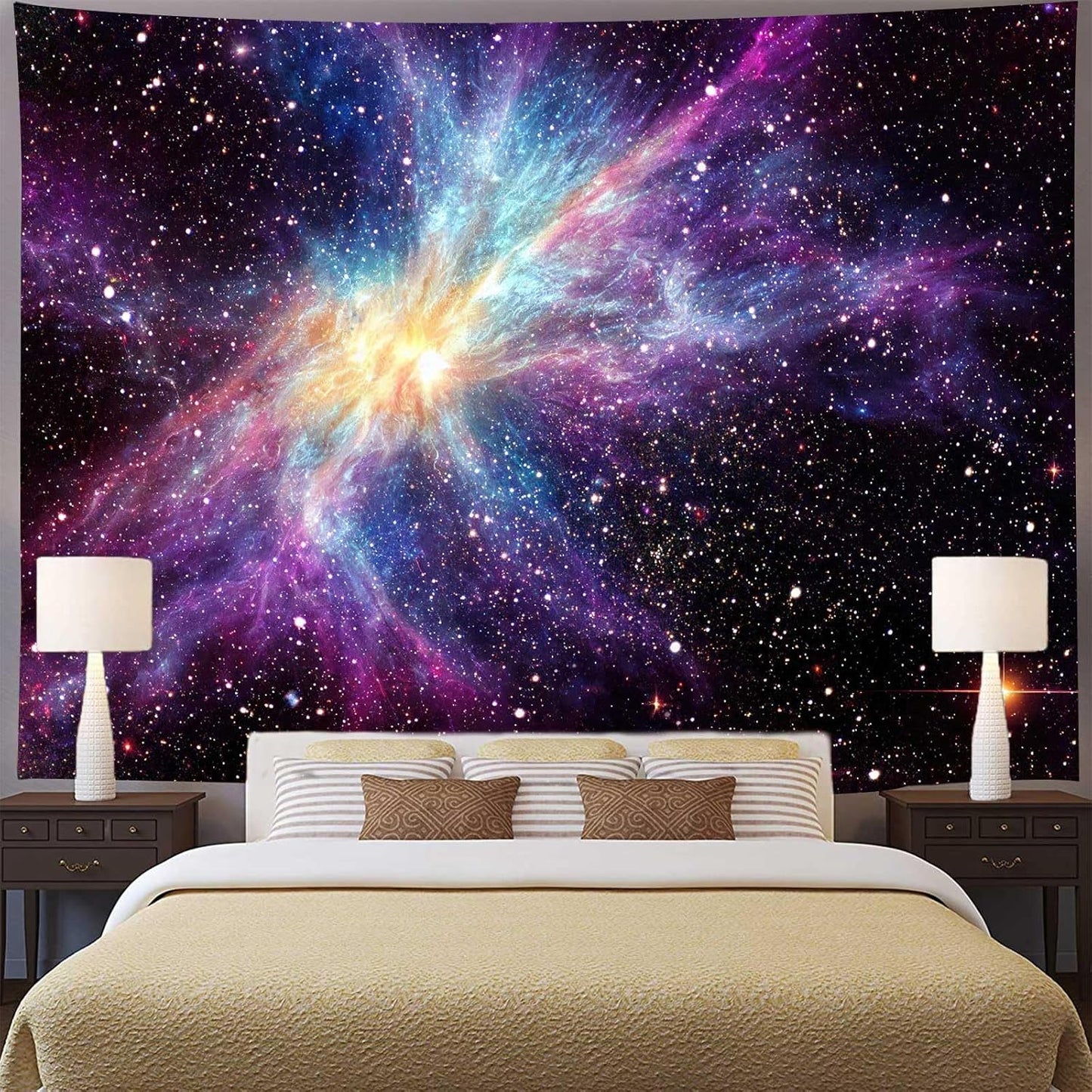 Aidatain Galaxy Tapestry for Bedroom Space Night Starry Sky Stars Universe Tapestry Mysterious Nebula Wall Hanging Aesthetic Backdrop Room Decor 80" L x 60" W for Bedroom Living Room GTOKAT0265