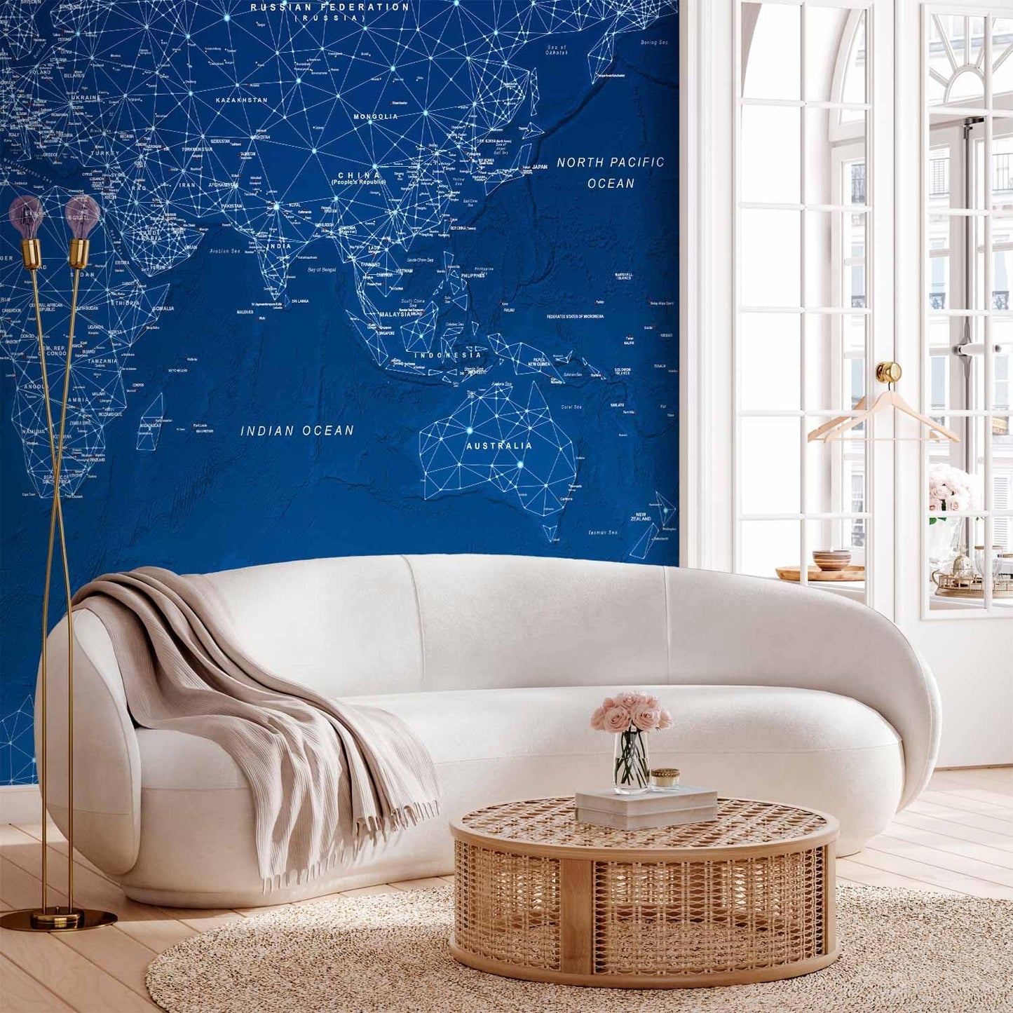 artgeist Premium Wall Mural World Map 118x83 in - XXL Non-Woven Wallpaper Fleece Wall Decor Photo Print Picture Image Design Home Map of The World k-A-0125-a-a