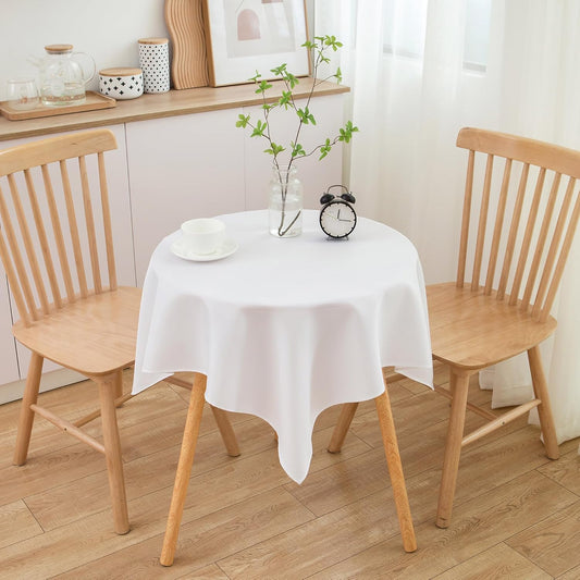 sancua Small Square Tablecloth 36 x 36 Inch White (Fits 20-30 Inch Tables), Stain and Wrinkle Resistant Washable Fabric Table Cloth for Dining Party Table Cover for Nightstand End Bedside Tables