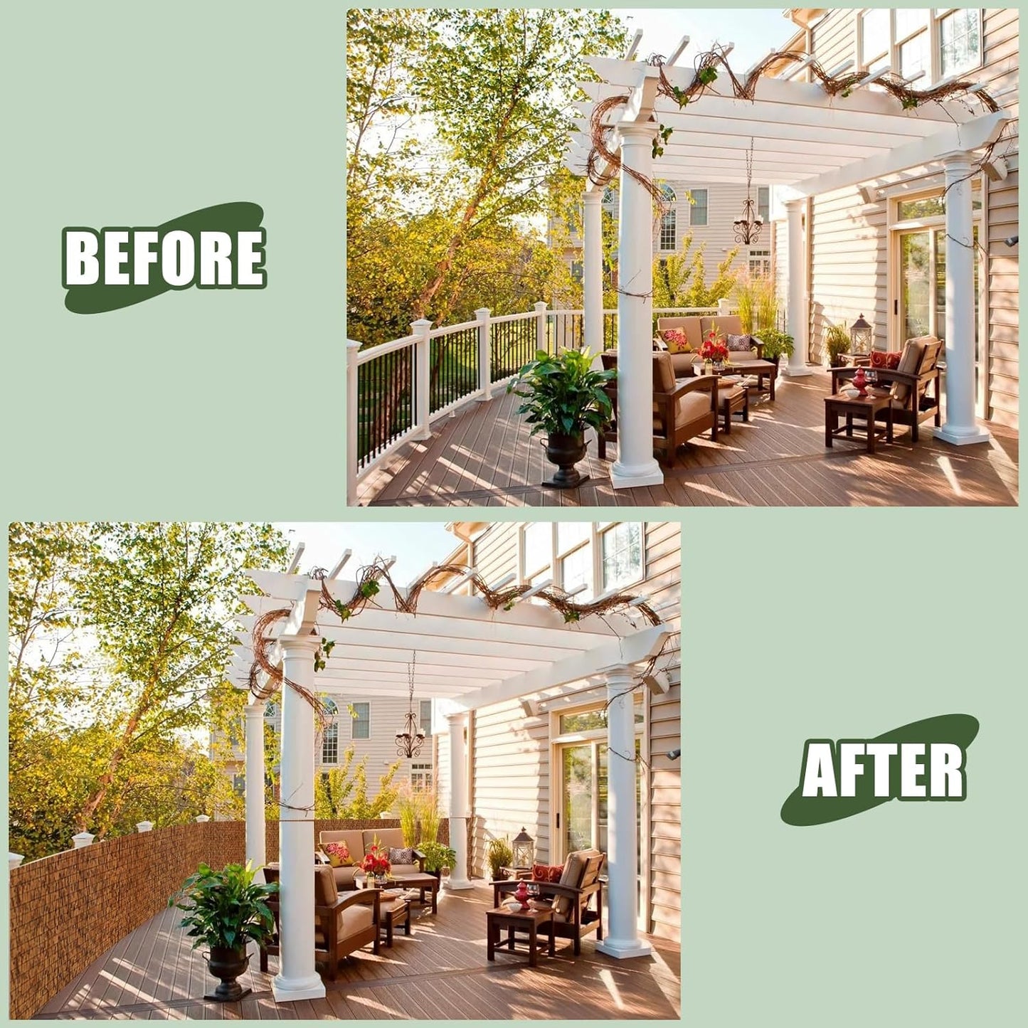 2Pack Bamboo Reed Fencing,4FT X 16.4FT Natural Reed Fence Reed Screen for Balcony Bamboo Reed Fence 4 Feet High for Outdoor Backyard Patio(Brown)