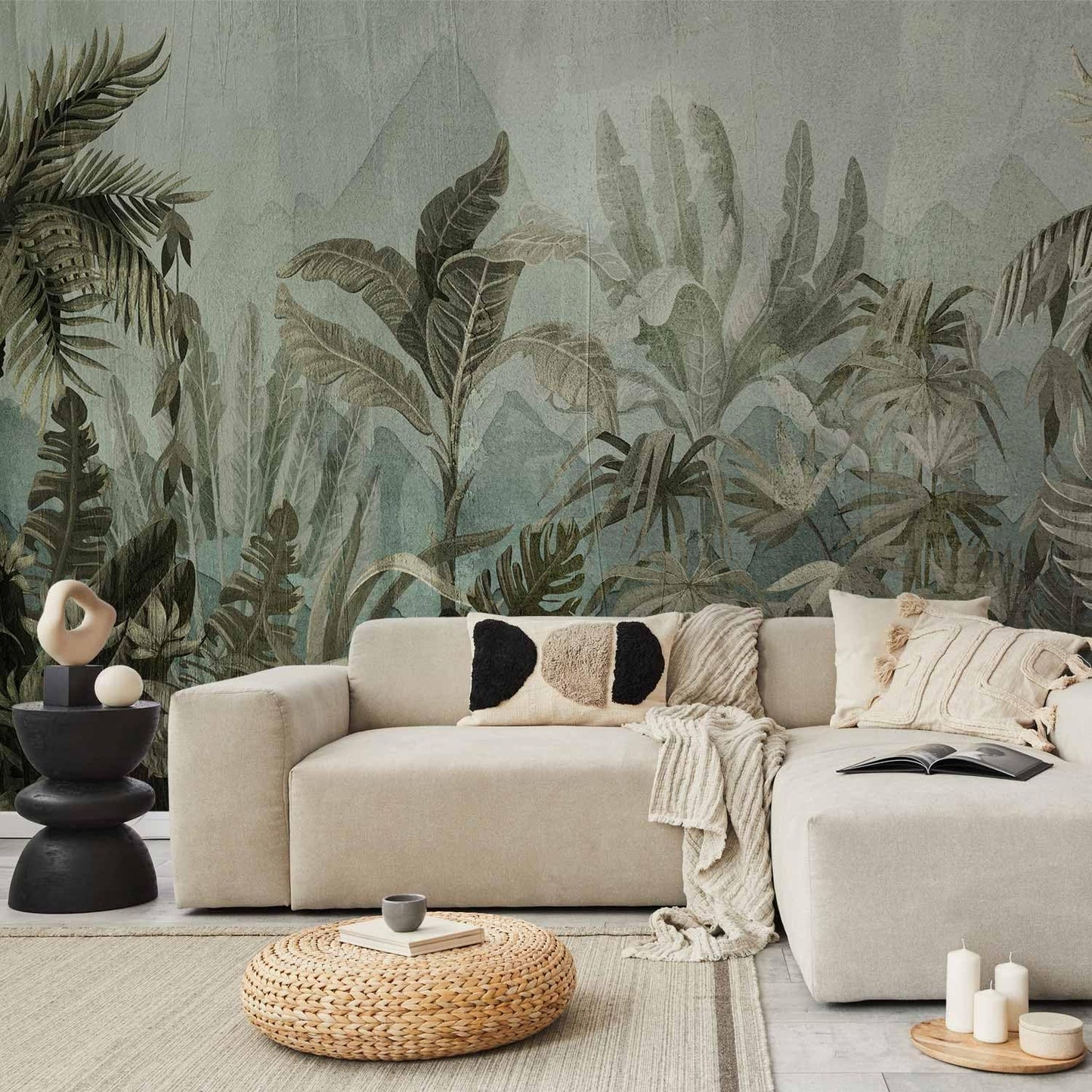 artgeist Wall Mural Leaves 96x69 in - XXL Peel and Stick Self-Adhesive Wallpaper Removable Large Sticker Foil Wall Decor Print Picture Image Design Nature Botanical Plants Palm Abstract b-C-0854-a-a