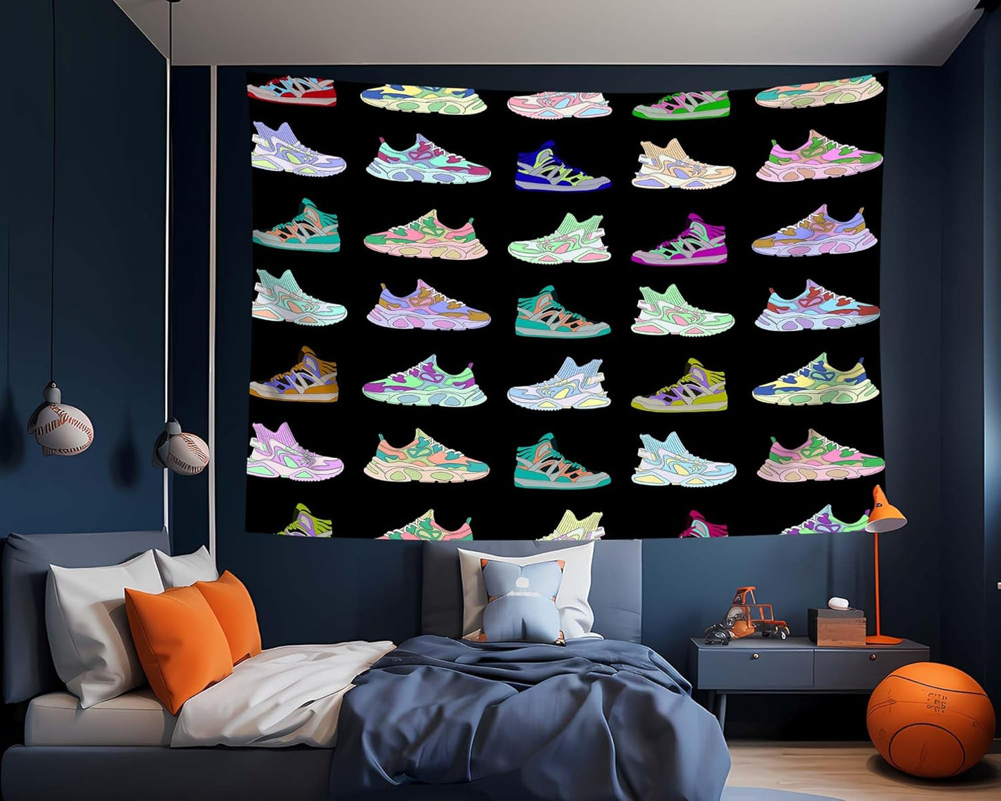 dueeia Sneaker Tapestry Wall Hanging Basketball Shoes Sports tapestries for Teen Boys Mens Bedroom Aesthetic Living Room Dorm Wall Decor (28.7"x37.4")