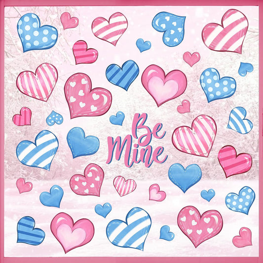 Mfault Valentines Day Love Hearts Window Clings 4 Sheets, Pink Blue Polka Dot Stripes Be Mine Romantic Stickers Decals Decorations, Anniversary Wedding Home Kitchen Decor Party Supplies