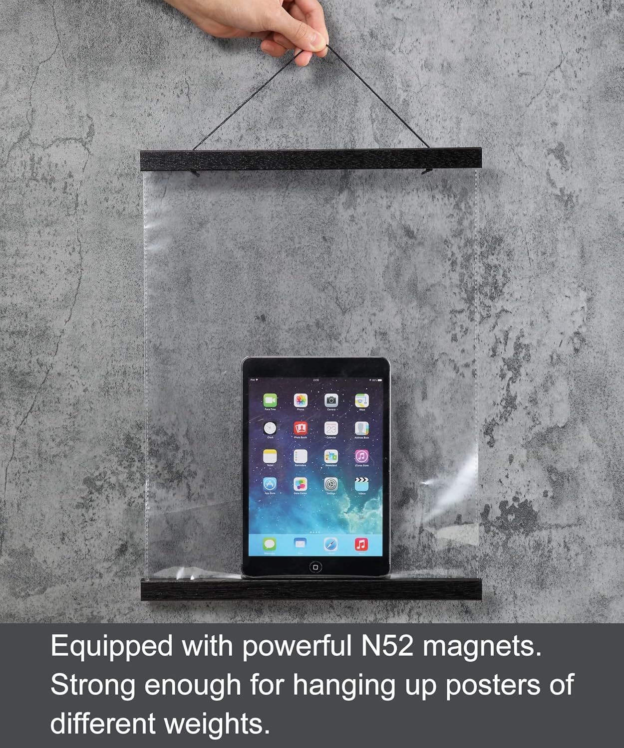 Magnetic Poster Hanger Frame, 28x22 28x40 28x30 Teak Wood Magnet Poster Frame for Posters, Prints, Photos, Pictures, Maps, Scrolls, and Canvas Artwork(Black, 28")