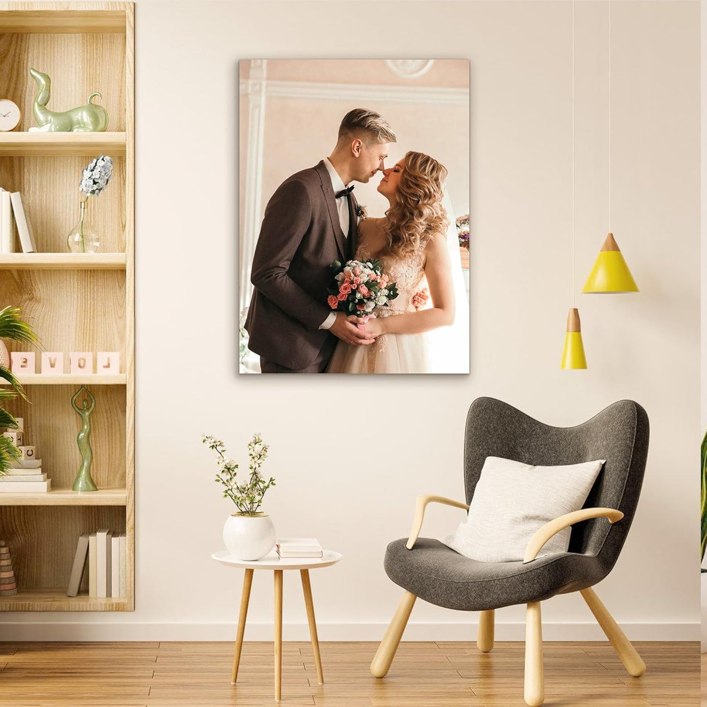 Custom Canvas Prints with Your Photos- Personalized Print Canvas Pictures, Custom Wall Art Gift for Living Room, Bedroom, Wedding Family Baby Pets Framed 30 x 20 inche