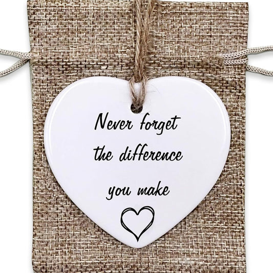 Thank You Gifts for Women Men - Never Forget The Difference You Make Ceramic Ornament Keepsake Appreciation, Retirement Gifts for Women Men, Farewell, Goodbye, Leaving Ideas for Coworker, Boss