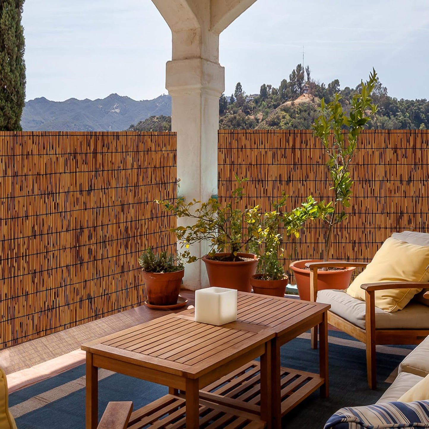 2 Pack Natural Reed Fence,4FT X 16.4FT Bamboo Fencing Privacy Reed Screening for Outdoor, Gallery, Restaurant, Hotel, Patio (Brown)