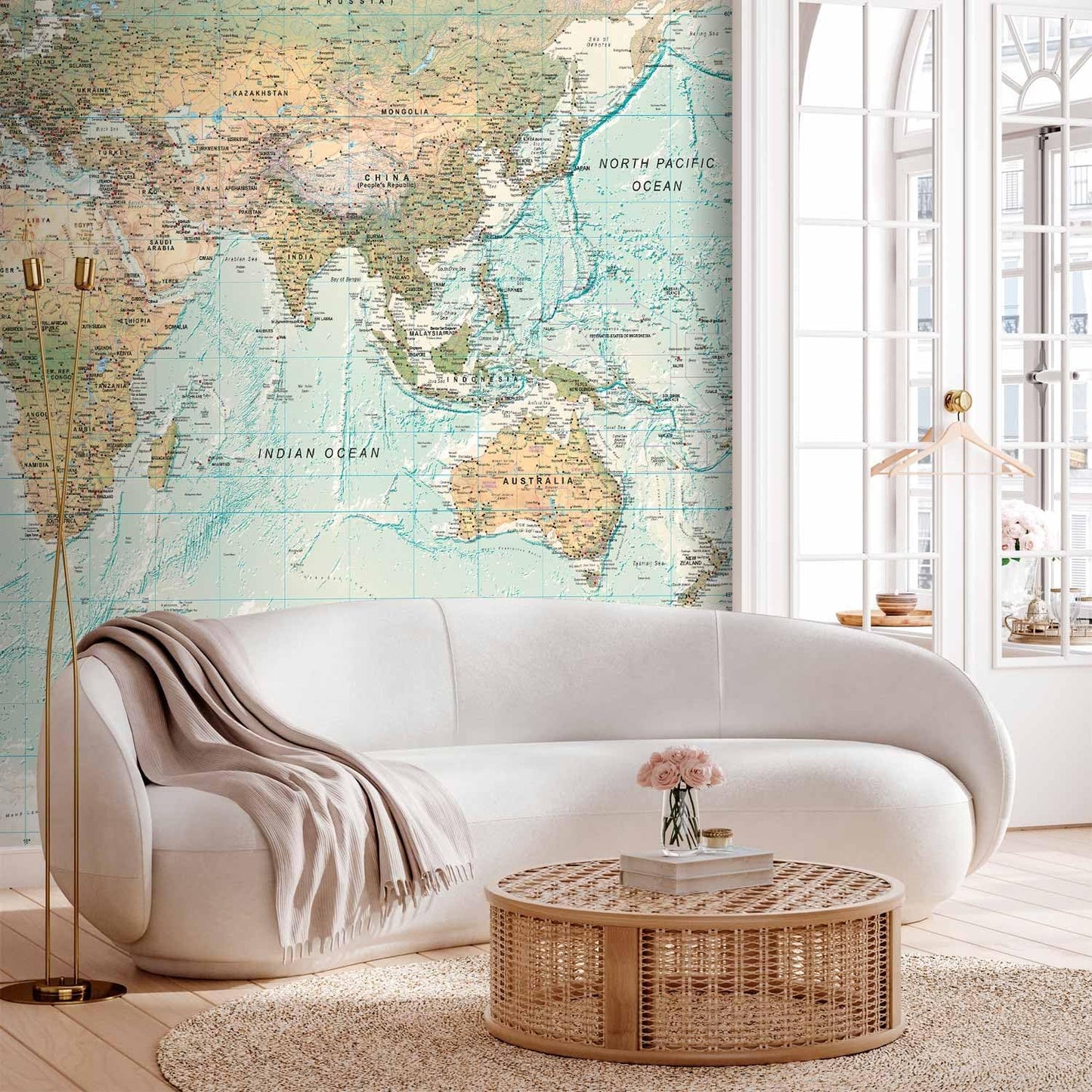 artgeist Premium Wall Mural World Map 118x83 in - XXL Non-Woven Wallpaper Fleece Wall Decor Photo Print Picture Image Design Home Map of The World k-A-0091-a-d