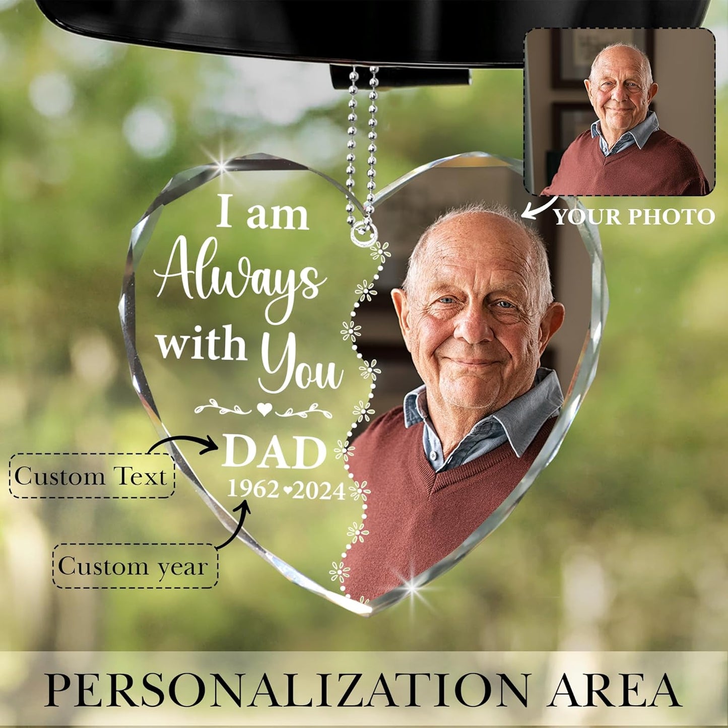 2025 Personalized Memorial Hanging Glass Ornament - Christmas, Birthday, for Loss of Mom or Loved One - Custom Photo in Loving Memory Keepsake Decoration