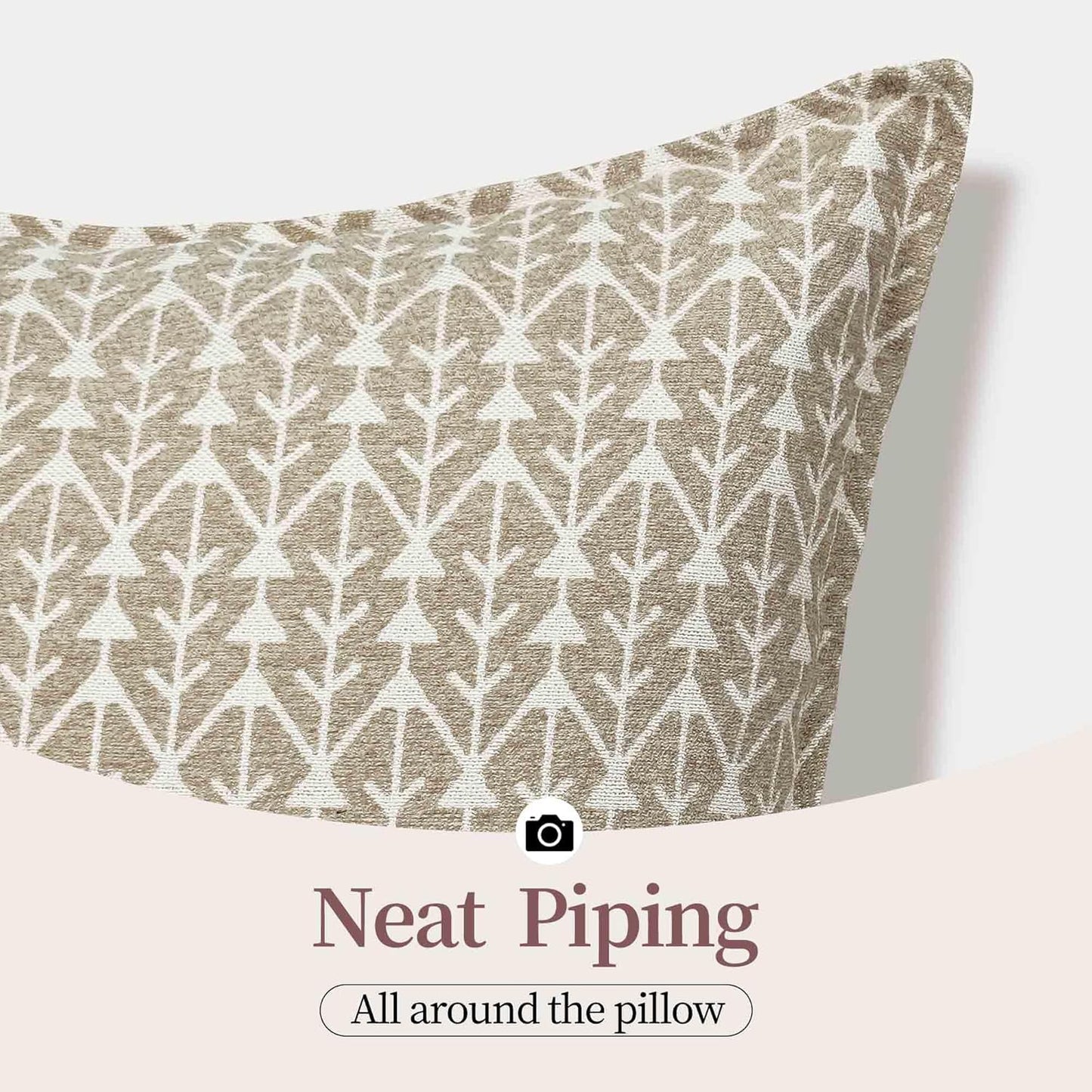 makkey Floral Throw Pillow Covers 20X20 Farmhouse Block Print Pillow Covers Decorative Pillow Covers Couch Pillows for Living Room Vintage Accent Sofa Pillows Set of 2