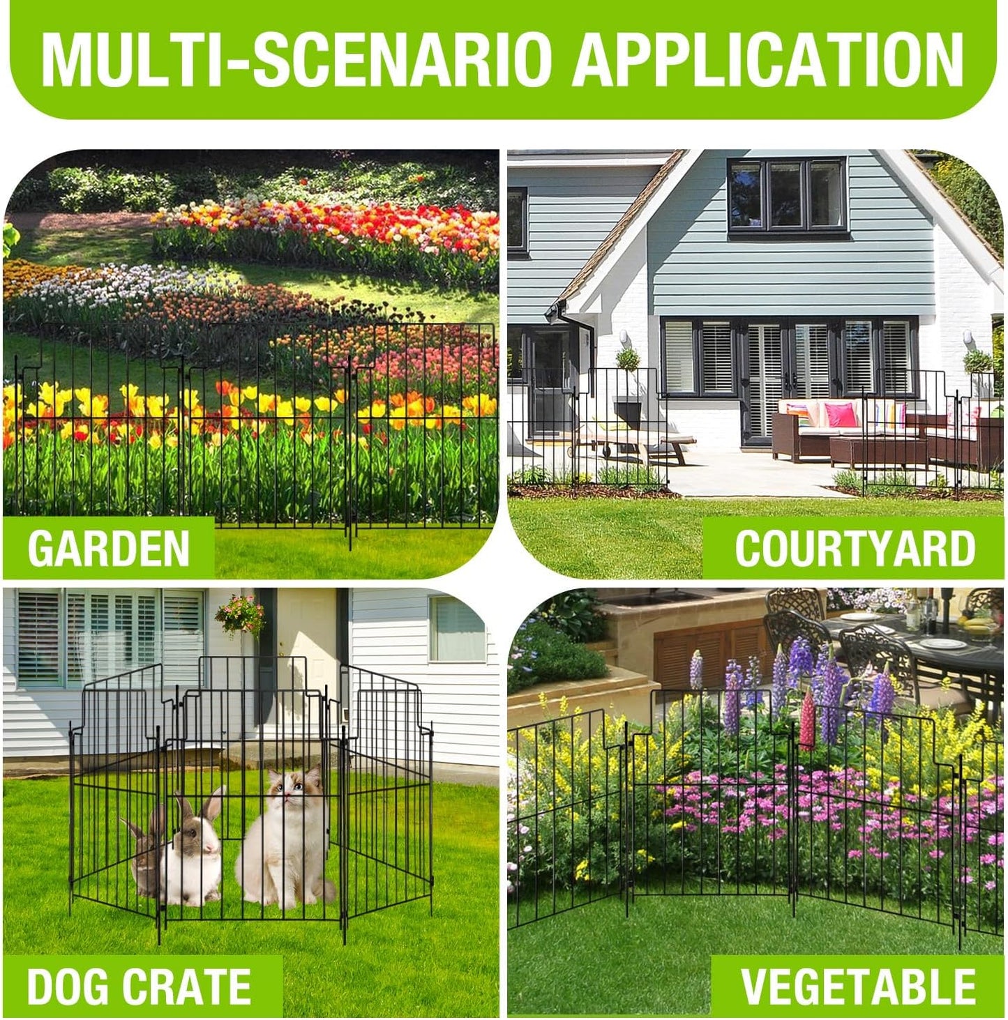 Decorative Garden Fence Fencing Panels,Rustproof Metal No-Dig Animal Barrier,Flower Bed Edging Dog Fence for Yard, Garden, Patio, Rabbits,Vegetable Plots (26 Panels-17in(H) x28ft(L)