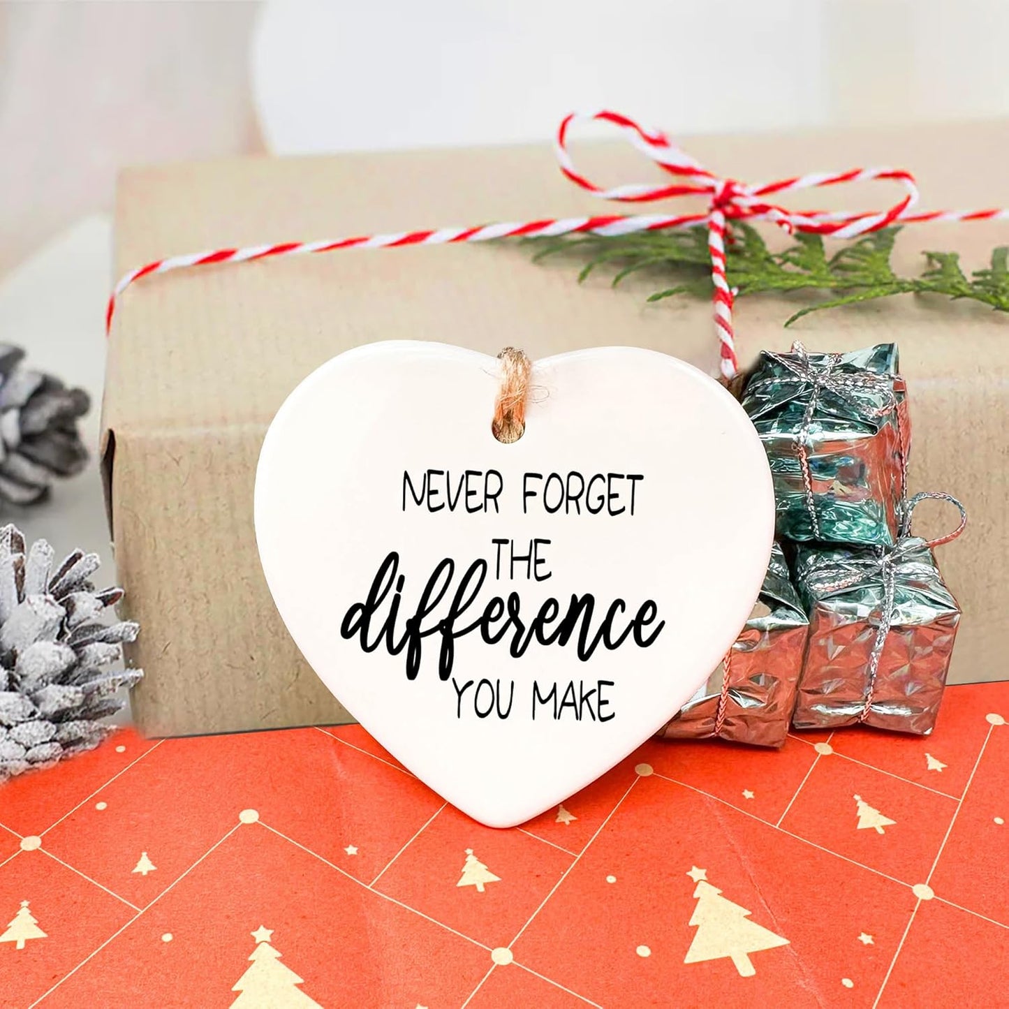Thank You Gifts for Women Men - Never Forget The Difference You Make Ceramic Ornament Keepsake Appreciation, Retirement Gifts for Women Men, Farewell, Goodbye, Leaving Ideas for Coworker, Boss